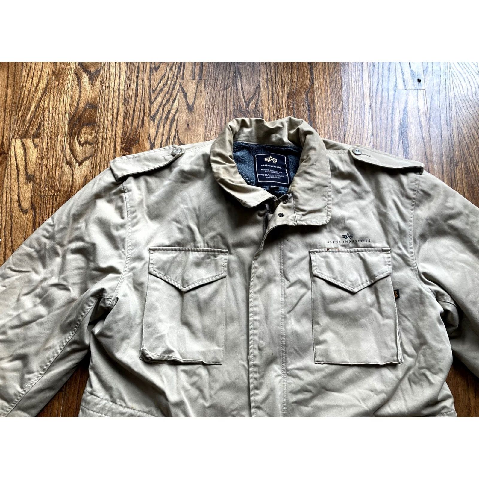 Alpha Industries Alpha Industries Jacket Mens Large Beige Military Jacket Field Coat Lined Heavy Cotton Canvas Pockets Zipper Logo Army USA Regular Size US L / EU 52-54 / 3 - 4 Thumbnail