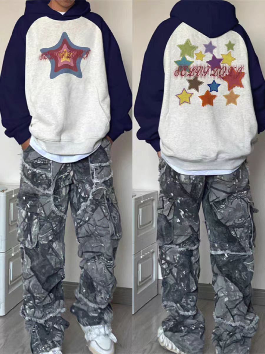 Designer × Japanese Brand Hip Hop Graffiti Pentagram Print Loose Hooded Sweatshirt Size US L / EU 52-54 / 3 - 3 Thumbnail