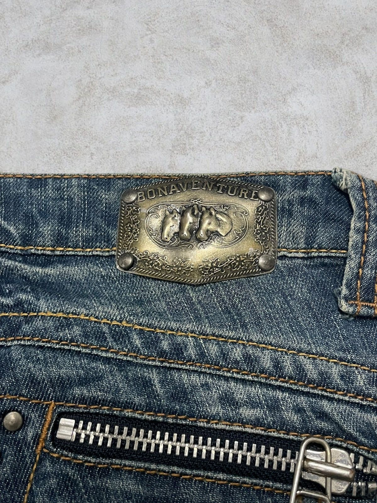 KMRii Vintage Bonaventure Diamond Button Metal Tag Bootcut Jeans Size 28" / US 6 / IT 42 - 11 Thumbnail
