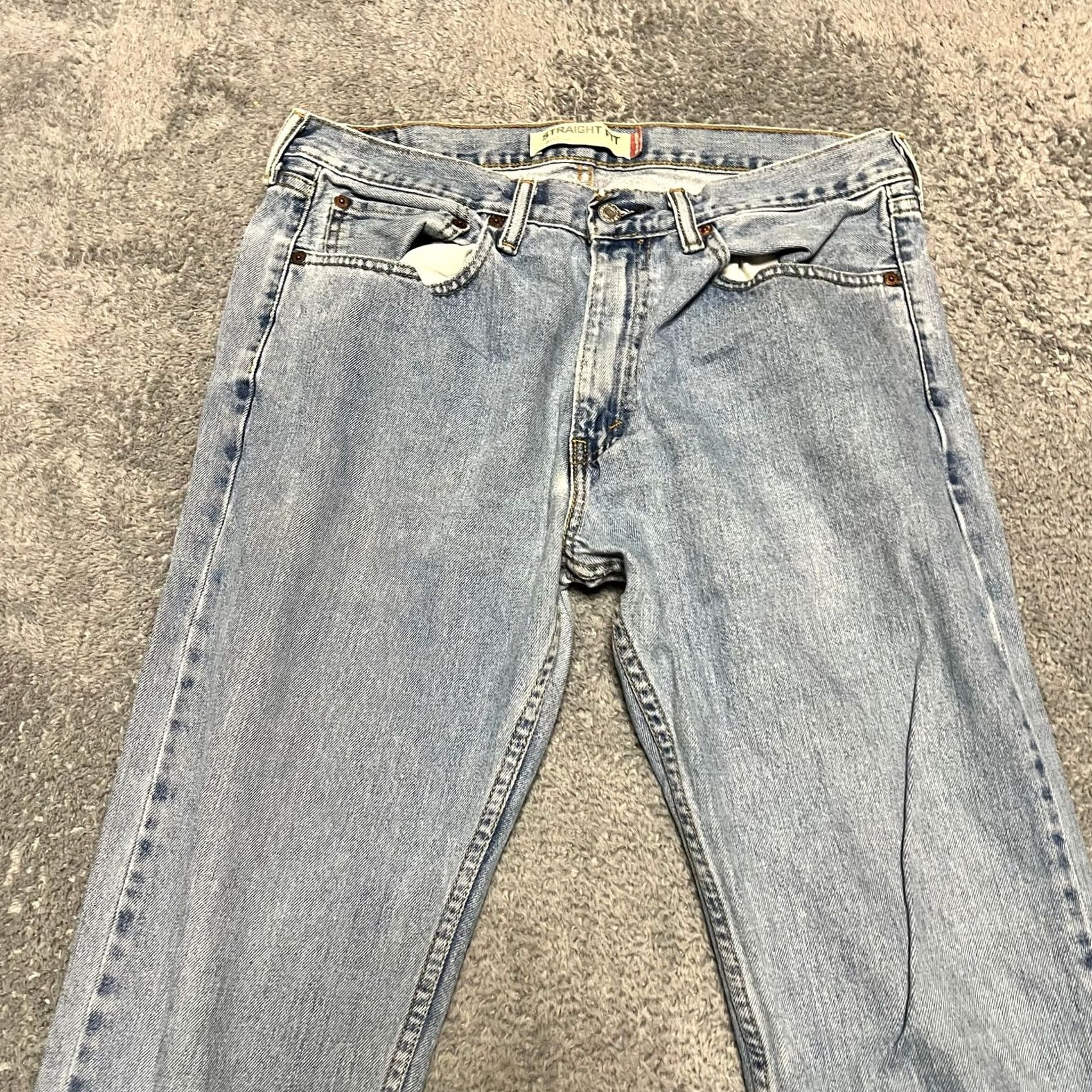 Levi's Levis 505 Jeans Blue Denim Straight Leg Distressed Pants Mens 34 x34 Size US 34 / EU 50 - 4 Thumbnail