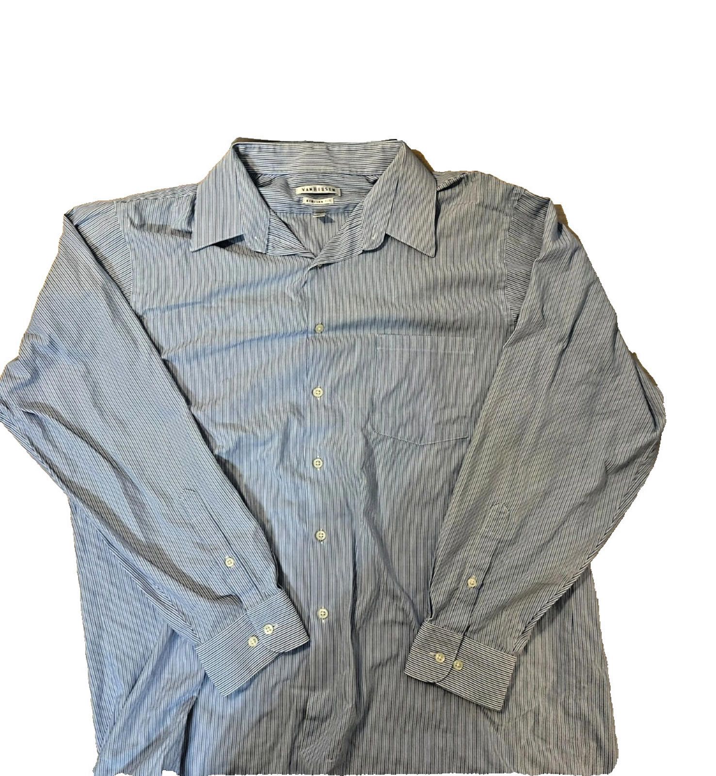 Van Heusen Van Heusen Men's Slim Fit Blue-White Stripe Dress Shirt L Size 44R - 1 Thumbnail