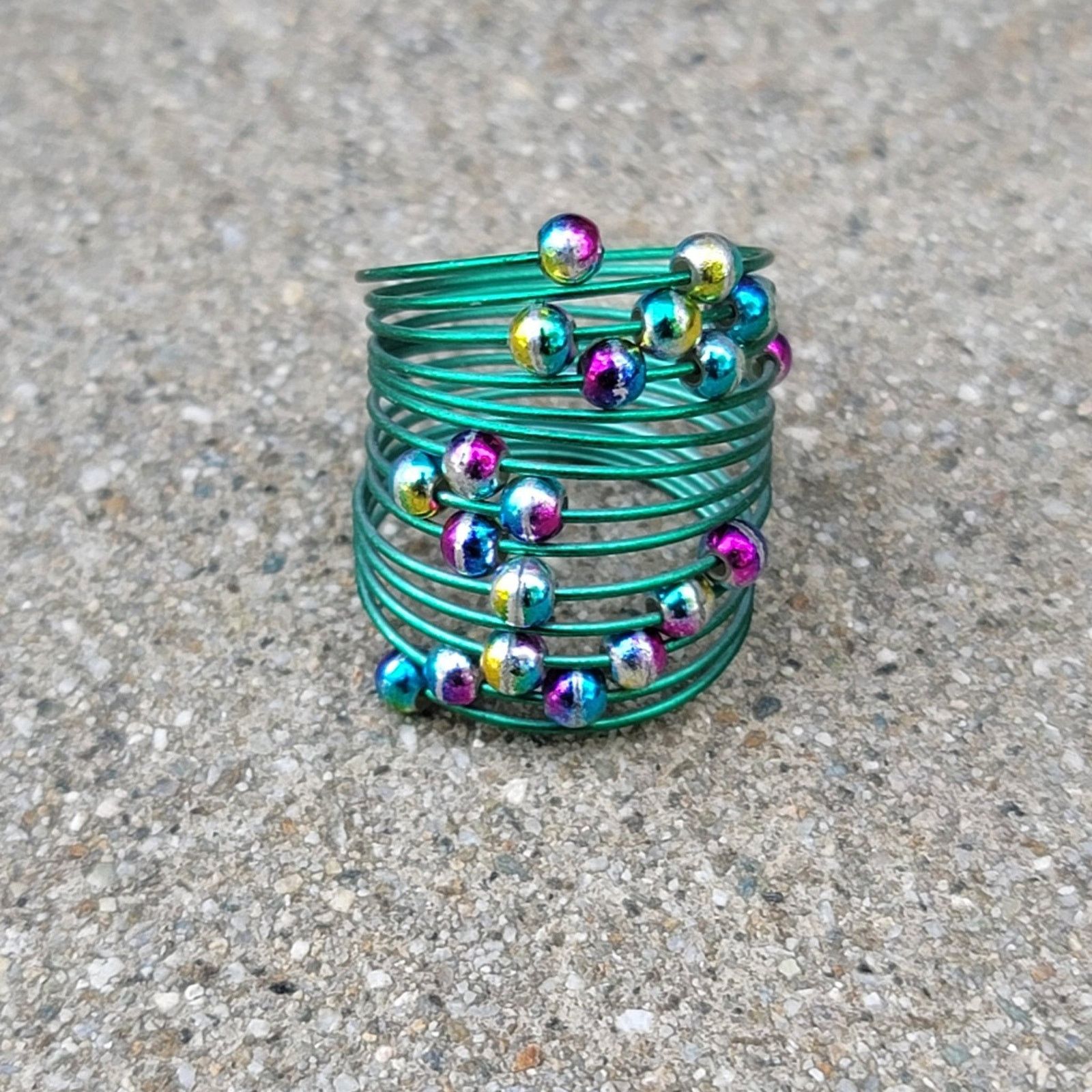 The Unbranded Brand Spring Coil Wire Beaded Ring Size ONE SIZE - 2 Thumbnail