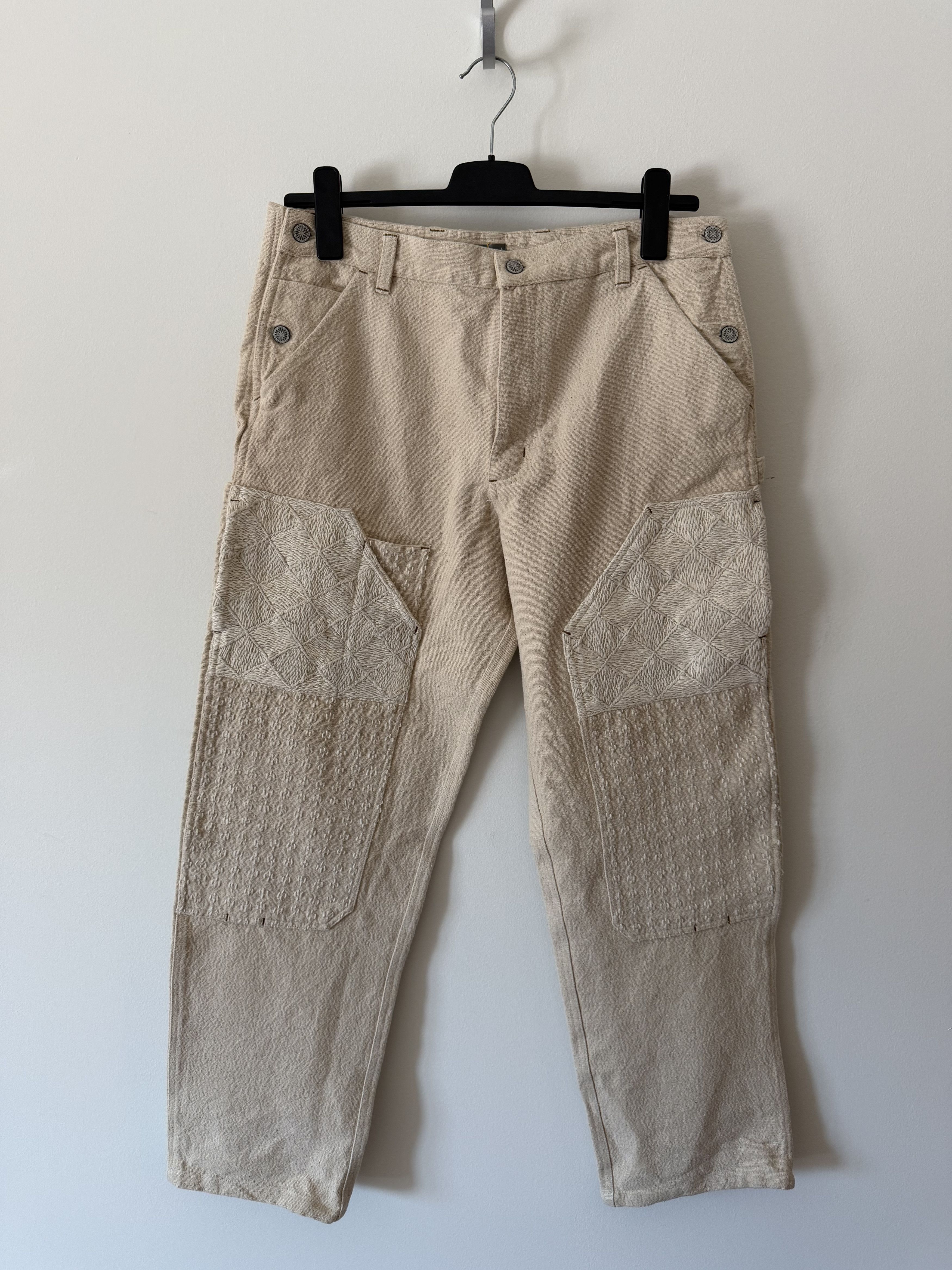 18 East 18 East Eli Hand Embroidered Double Knee Pants in Ecru White Size US 34 / EU 50 - 1 Thumbnail