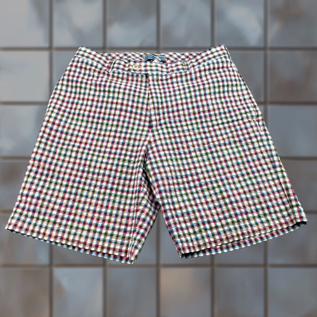 Peter Millar Peter Millar Shorts Mens 33 Plaid Multicolor Chino Seersucker Preppy Golf Cotton Short Size US 33 - 1 Thumbnail