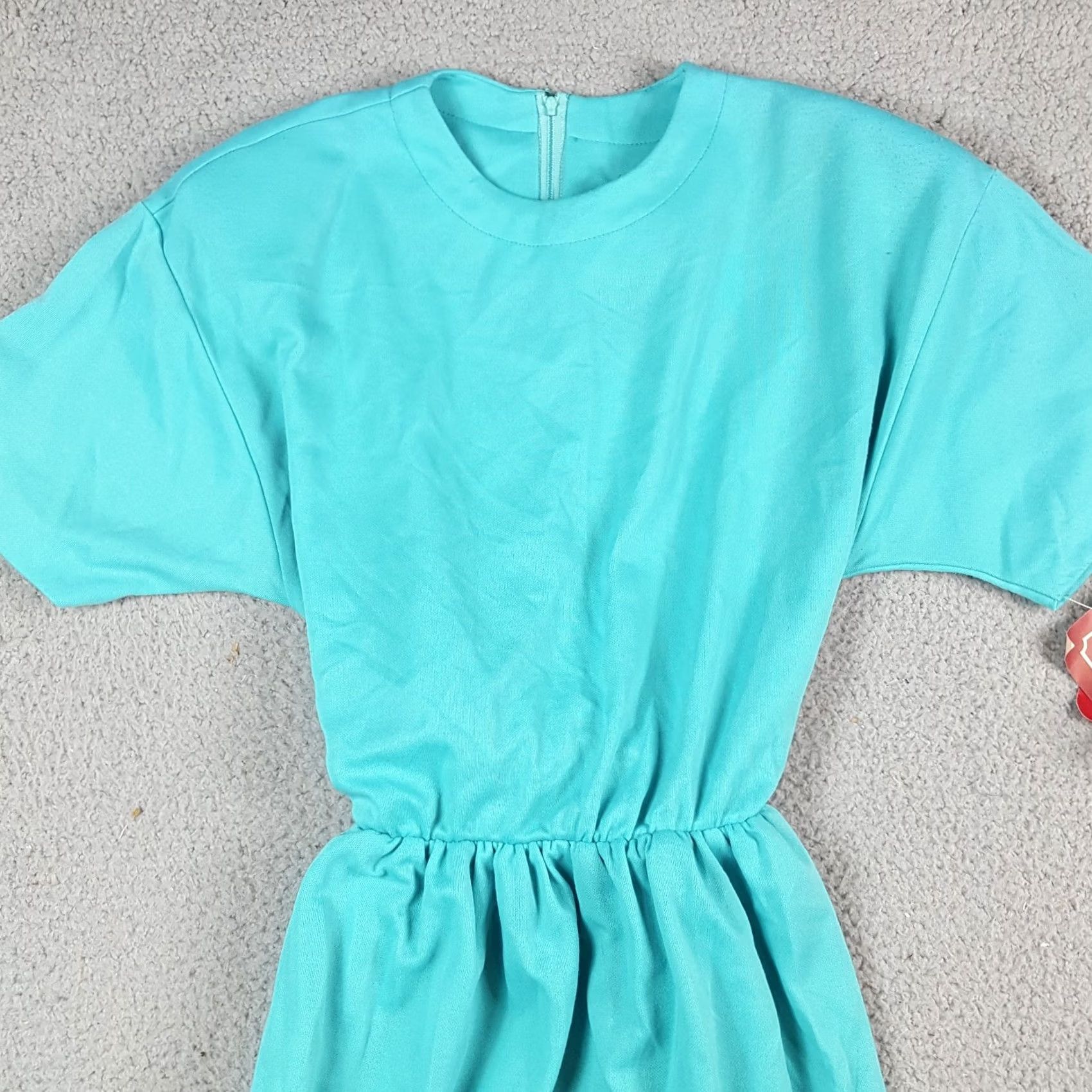 Vintage VINTAGE 80s Belted Turquoise Short Sleeve Women's Size 6 Long Maxi Dress Blue Size 28" / US 6 / IT 42 - 7 Thumbnail