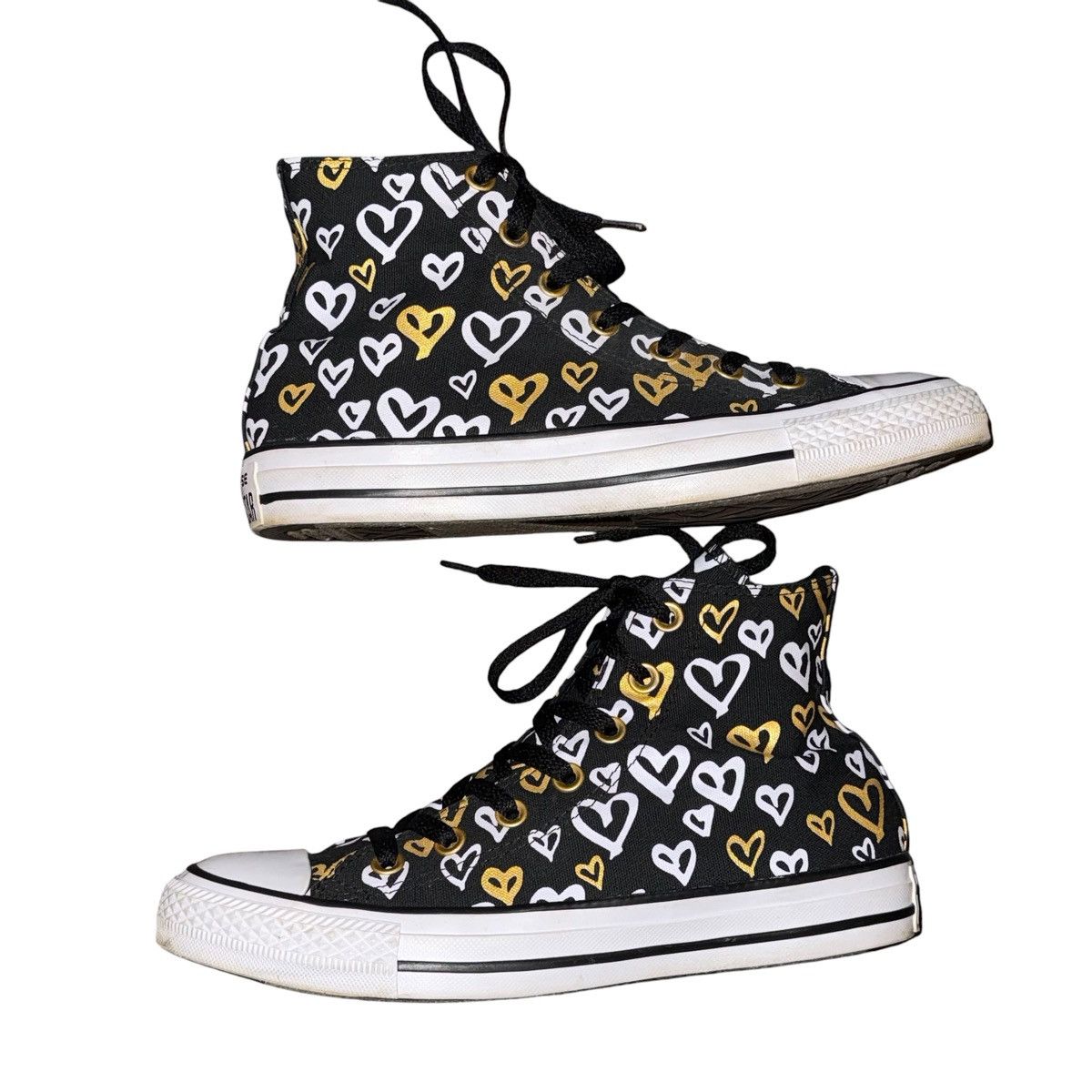 Converse Converse All Star gold & white heart print high top sneakers Size US 8 / IT 38 - 4 Thumbnail