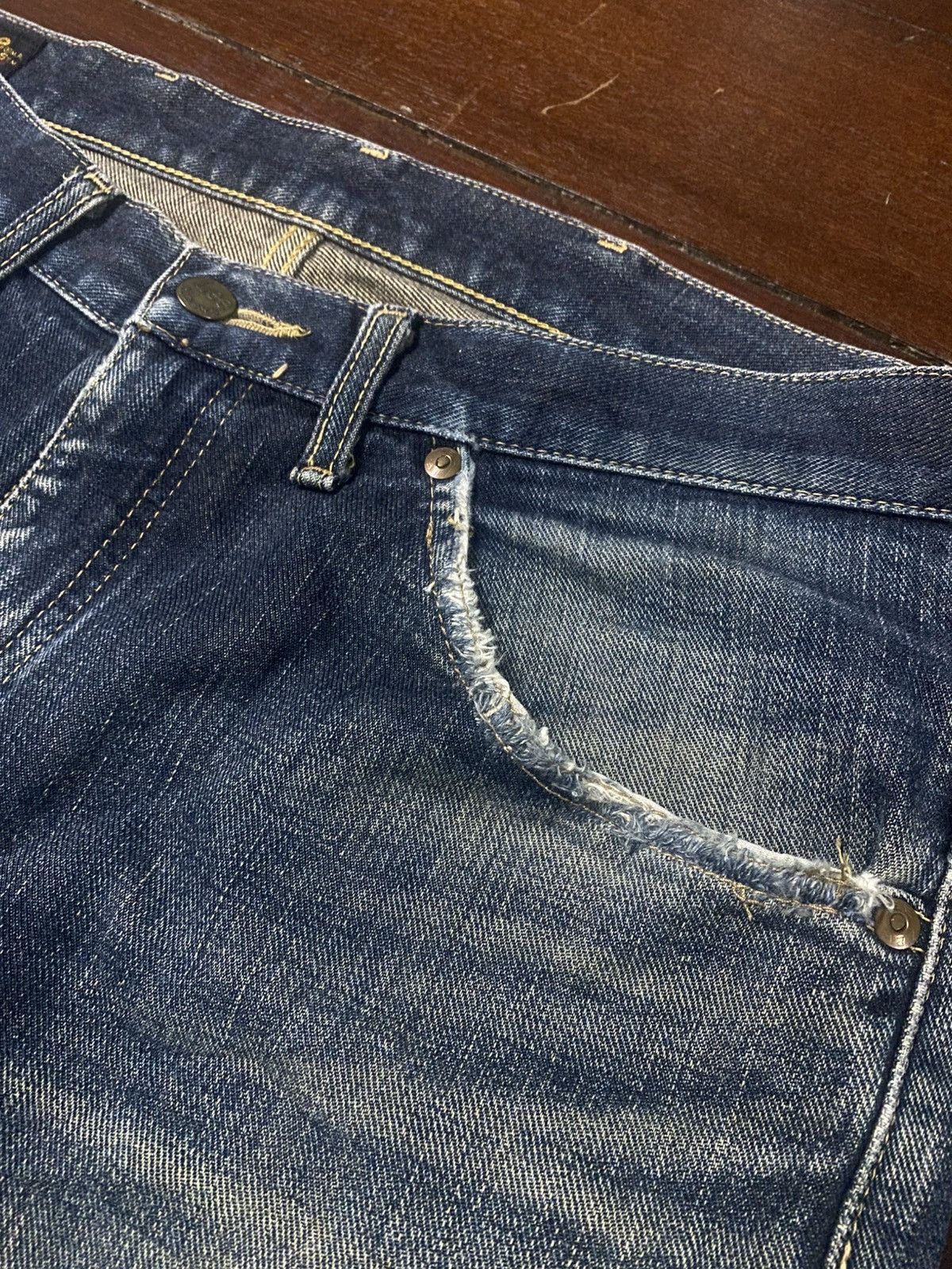 Lee VINTAGE LEE RIDERS SELVEDGE RUSTY MUDWASH DISTRESSED DENIM Size US 35 - 7 Thumbnail