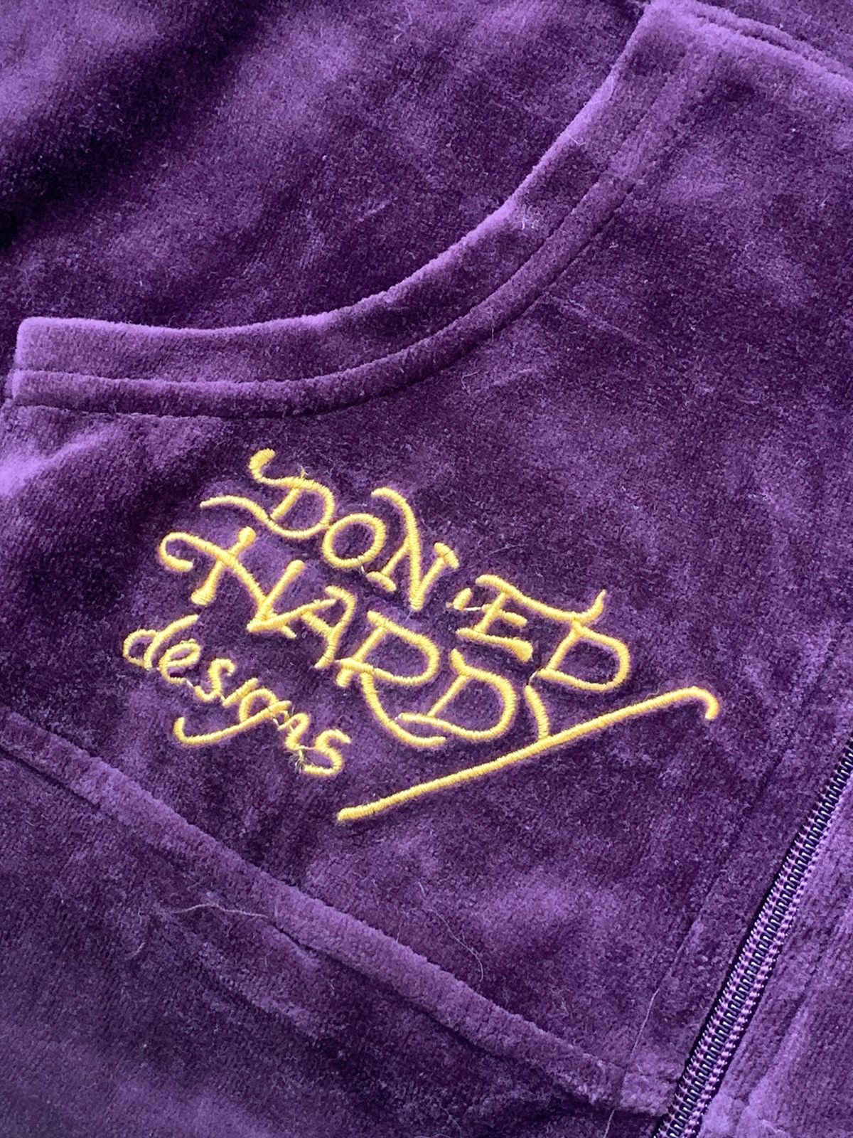 Ed Hardy VINTAGE VELOUR ED HARDY 2000s CROPPED ZIP UP HOODIE Size S / US 4 / IT 40 - 6 Thumbnail
