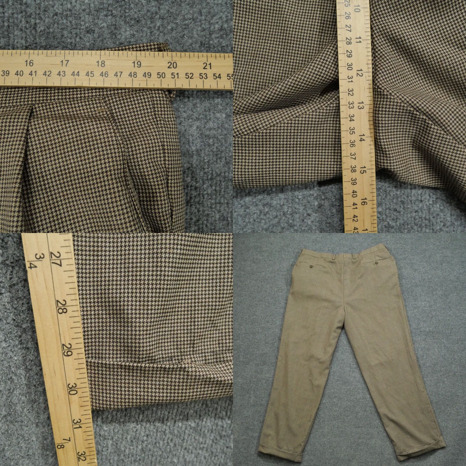Vintage Pazoni Pants Mens 40 Brown Houndstooth Wool Slacks Pleated Straight 30 In Inseam Brown Mens Pants Size US 40 / EU 56 - 8 Thumbnail