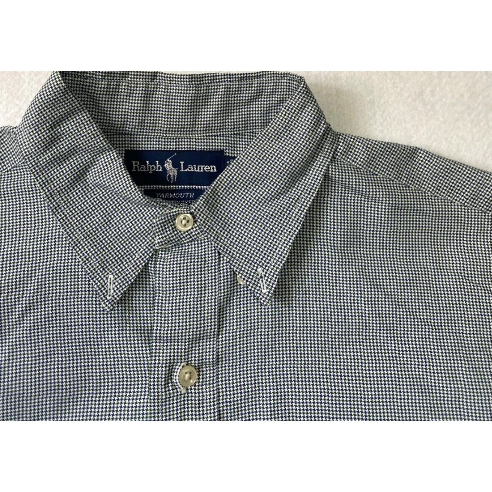 Polo Ralph Lauren Polo Ralph Lauren Button Dress Shirt Men’s Size L Blue Micro Check / 25-2 Dress Shirt Mens L Blue Pattern Dot / Button-Down Collar Vintage: No Size 42R - 3 Thumbnail