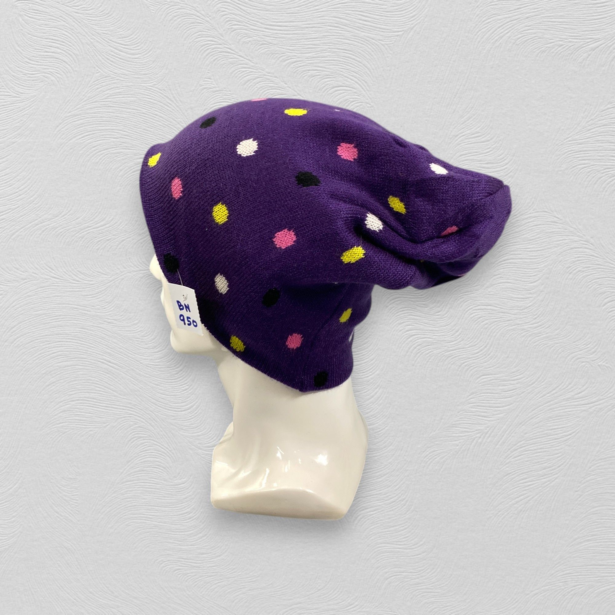 Japanese Brand Slouchy Snow Cap Beanie With Multicolor Dots -BN950 Size ONE SIZE - 1 Thumbnail