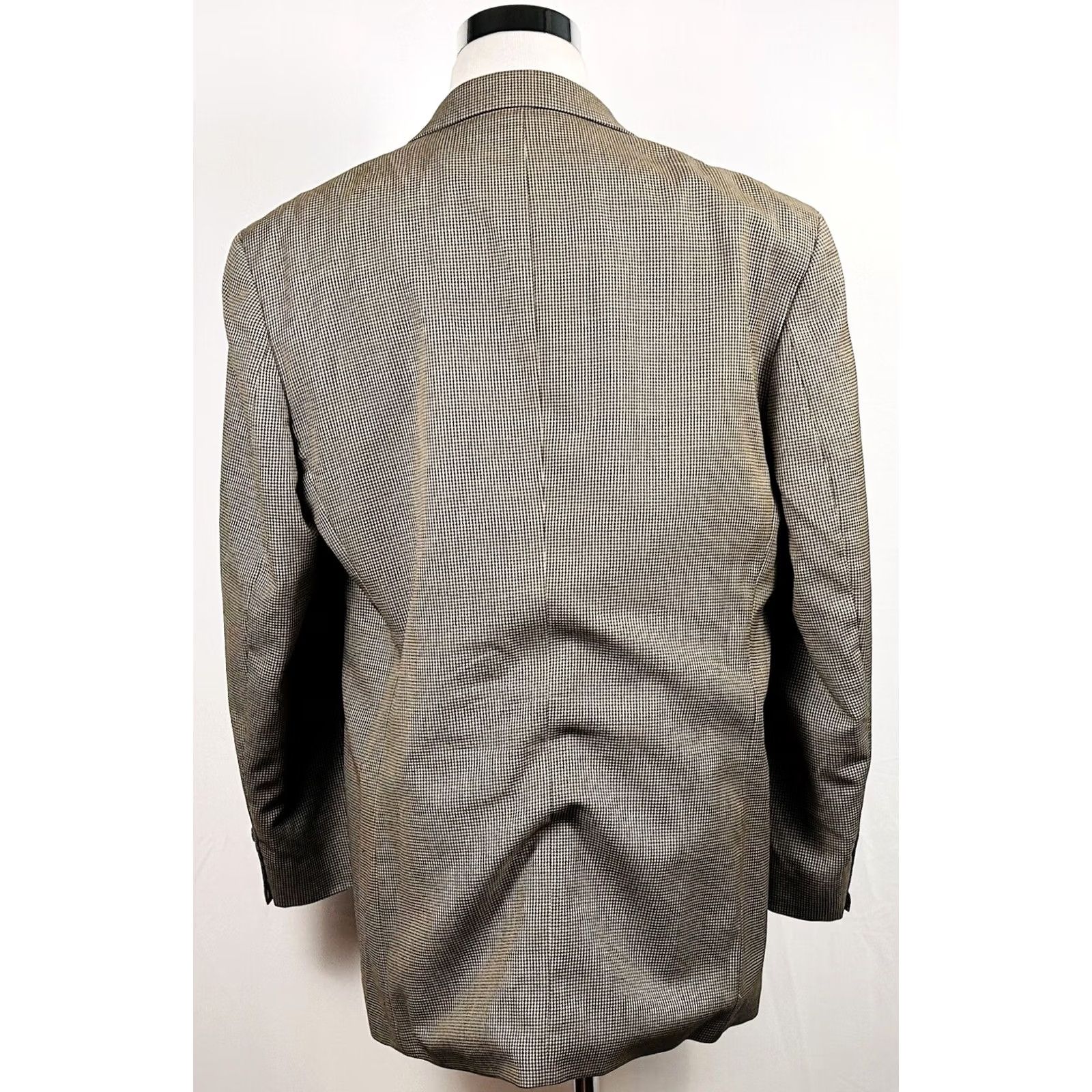 Nautica Nautica Sport Coat 44L Gold Black Houndstooth 100% Wool Two Button Fully Lined Mens Size US XS / EU 42 / 0 - 6 Thumbnail