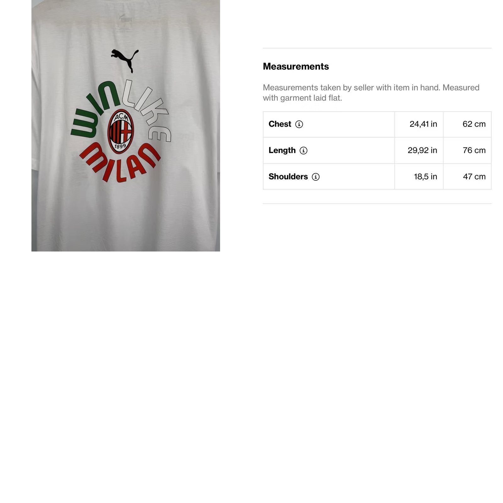 Puma PUMA AC Milan 2021-22 Champions T Shirt Campioni D’Italia XL Men White Shirt Mens Size US XL / EU 56 / 4 - 8 Thumbnail