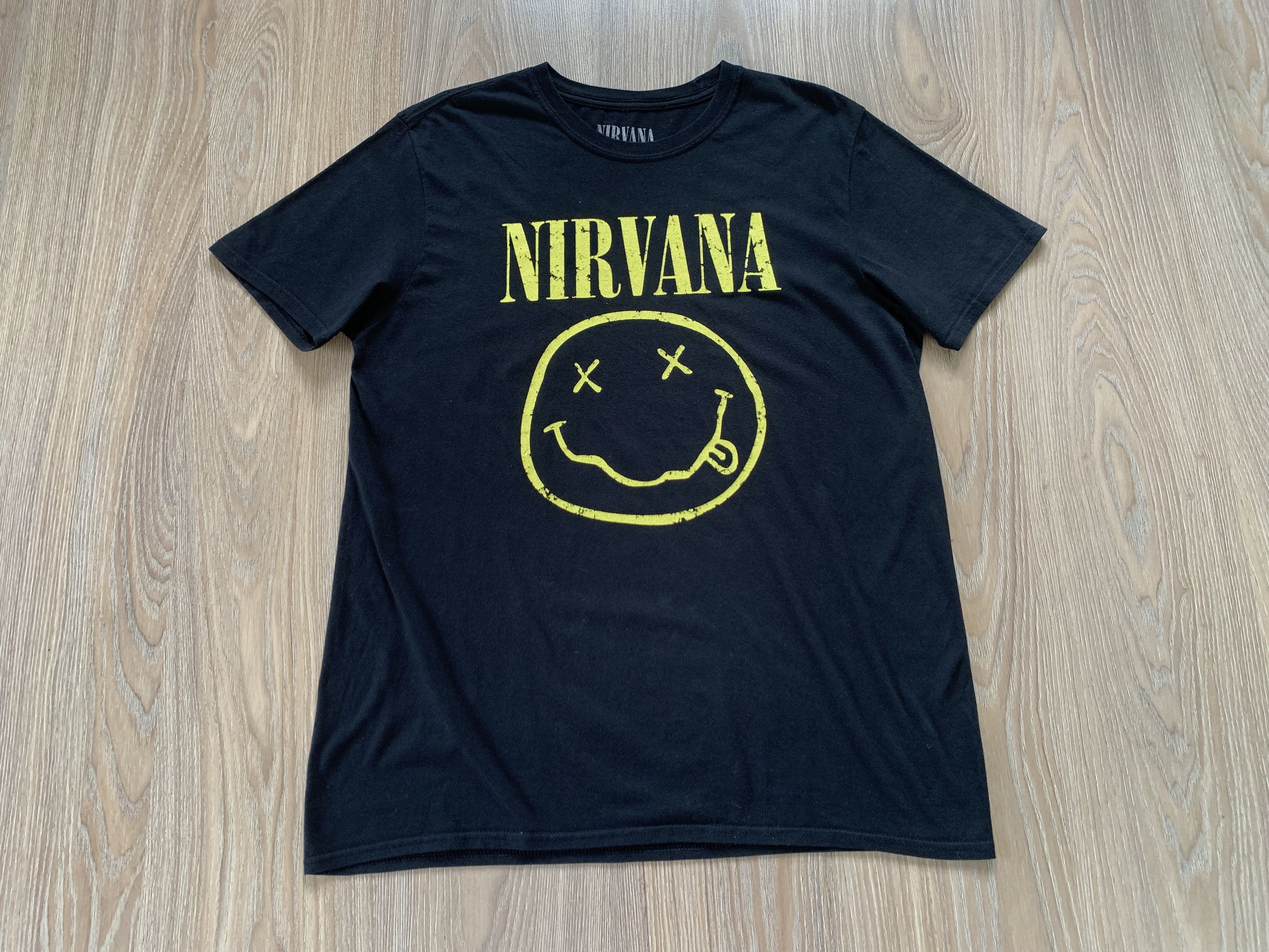 Band Tees × Gildan × Nirvana Bohoo Nirvana Logo Cotton Printed T Shirt Size US L / EU 52-54 / 3 - 2 Thumbnail
