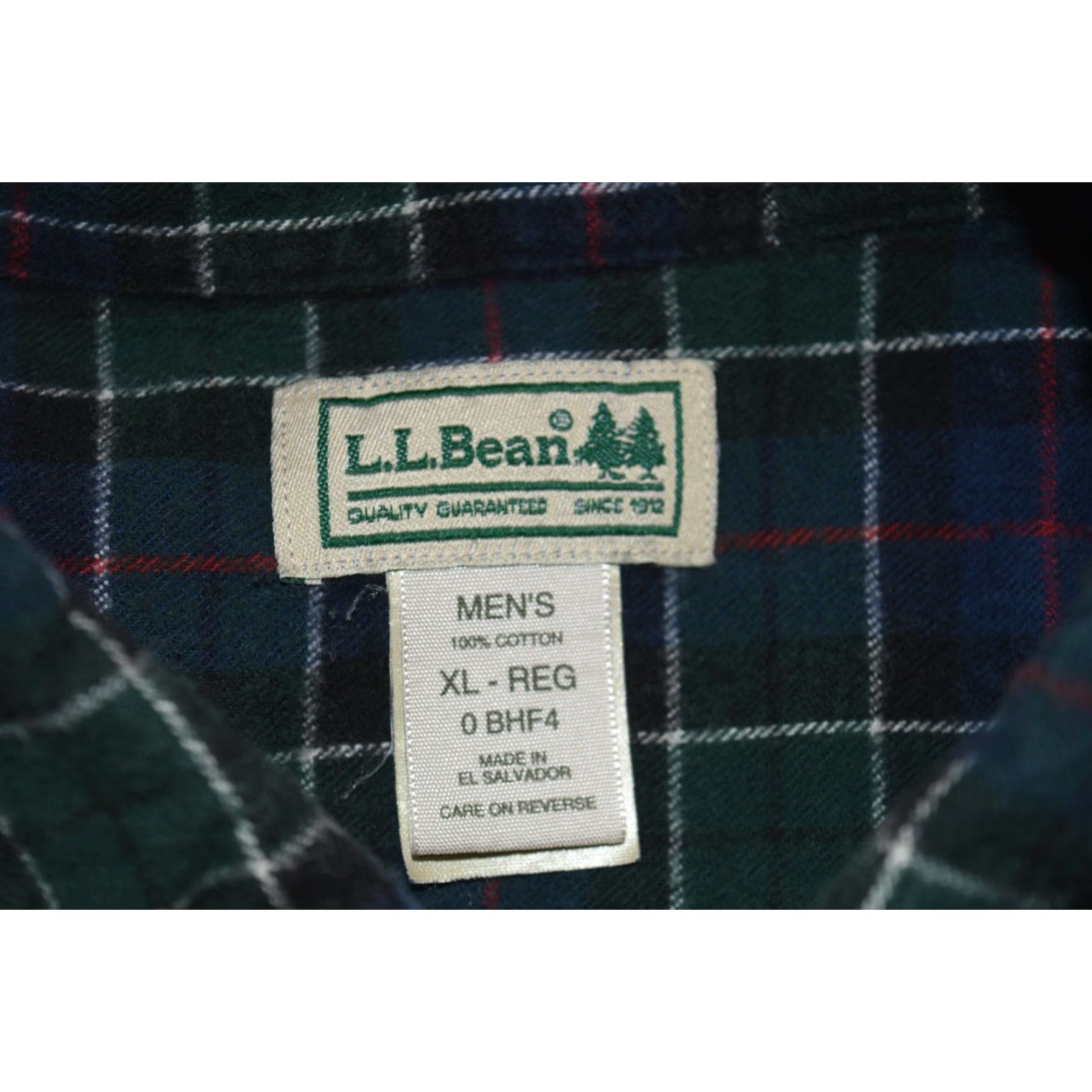 Vintage LL BEAN Mens Shirt Flannel Button-Up Plaid Long Sleeve Dark Green Blue Red XL Outdoors Size US XL / EU 56 / 4 - 6 Thumbnail