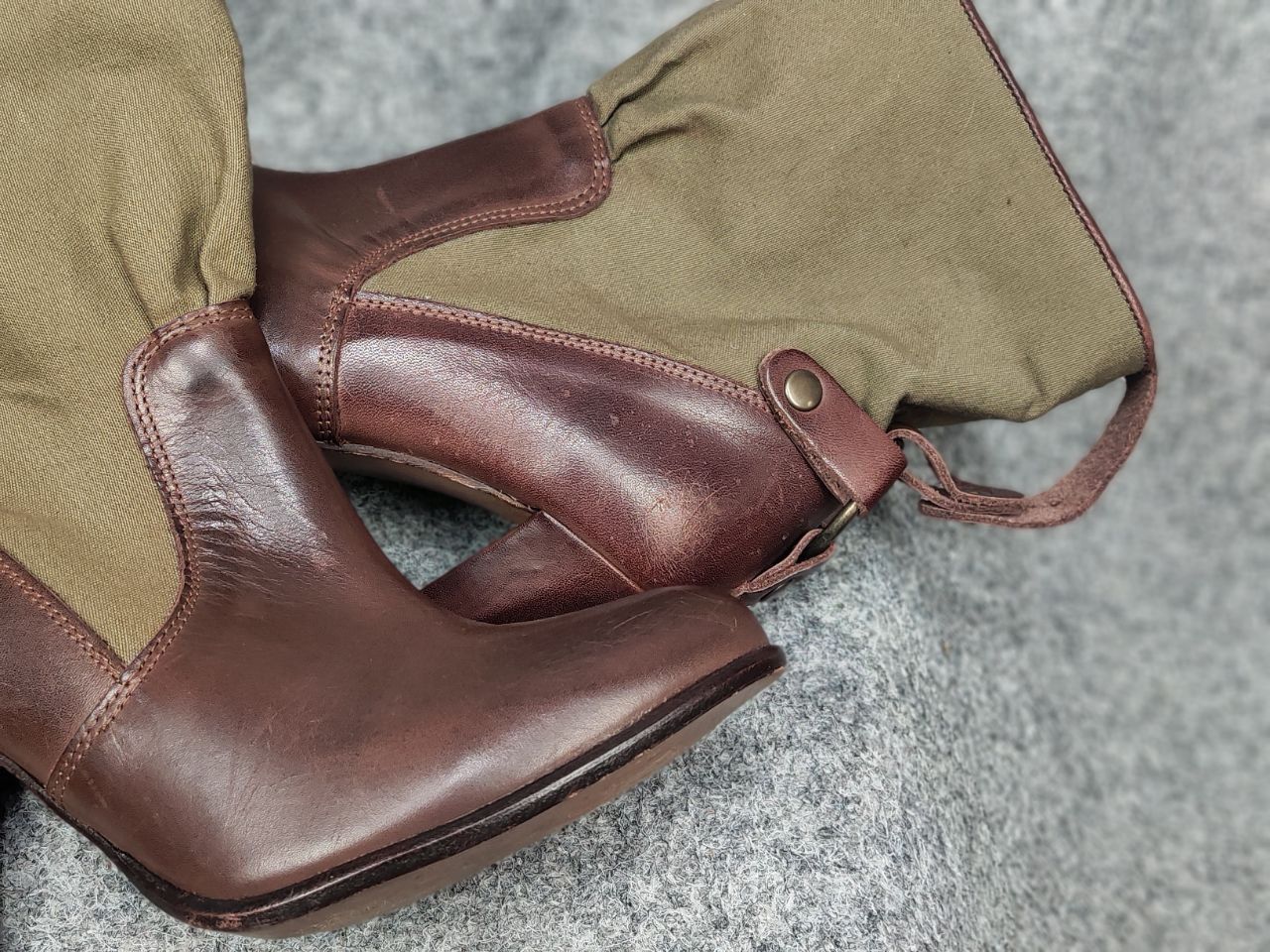 Diesel Black Gold Diesel Black Gold Military Green Leather canvas Heeled Boots Size US 8 / IT 38 - 17 Thumbnail