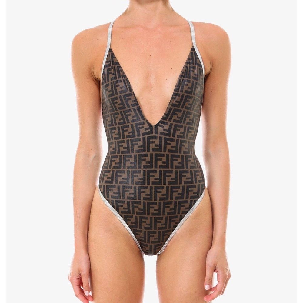 Fendi FF logo v neck swimsuit body suit Size S / US 4 / IT 40 - 10 Thumbnail