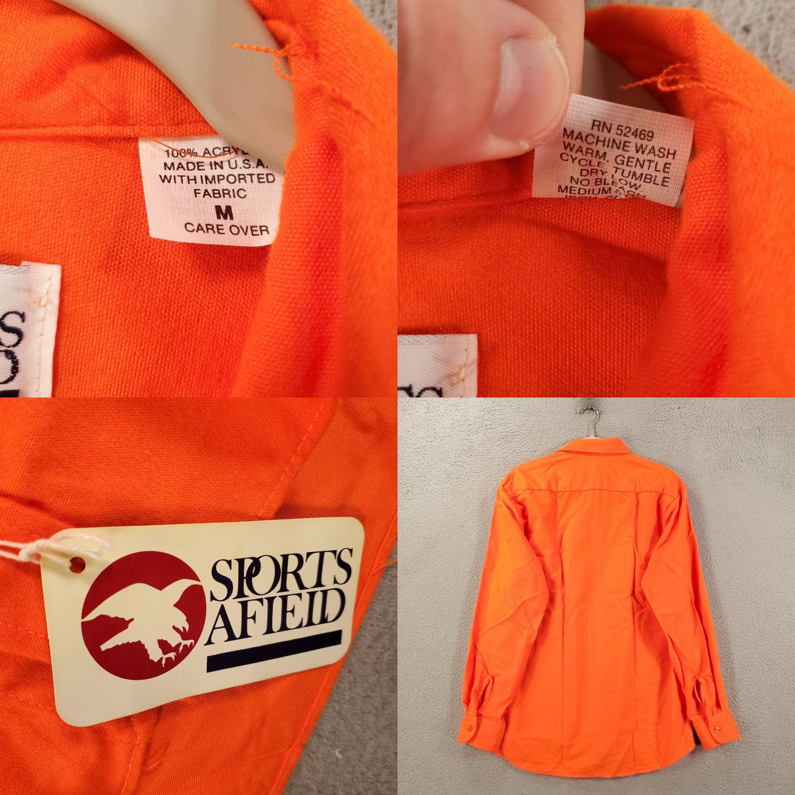 Hunter VINTAGE Sports Afield Shirt Button-Up Flannel Orange Medium Men’s Size US M / EU 48-50 / 2 - 8 Thumbnail