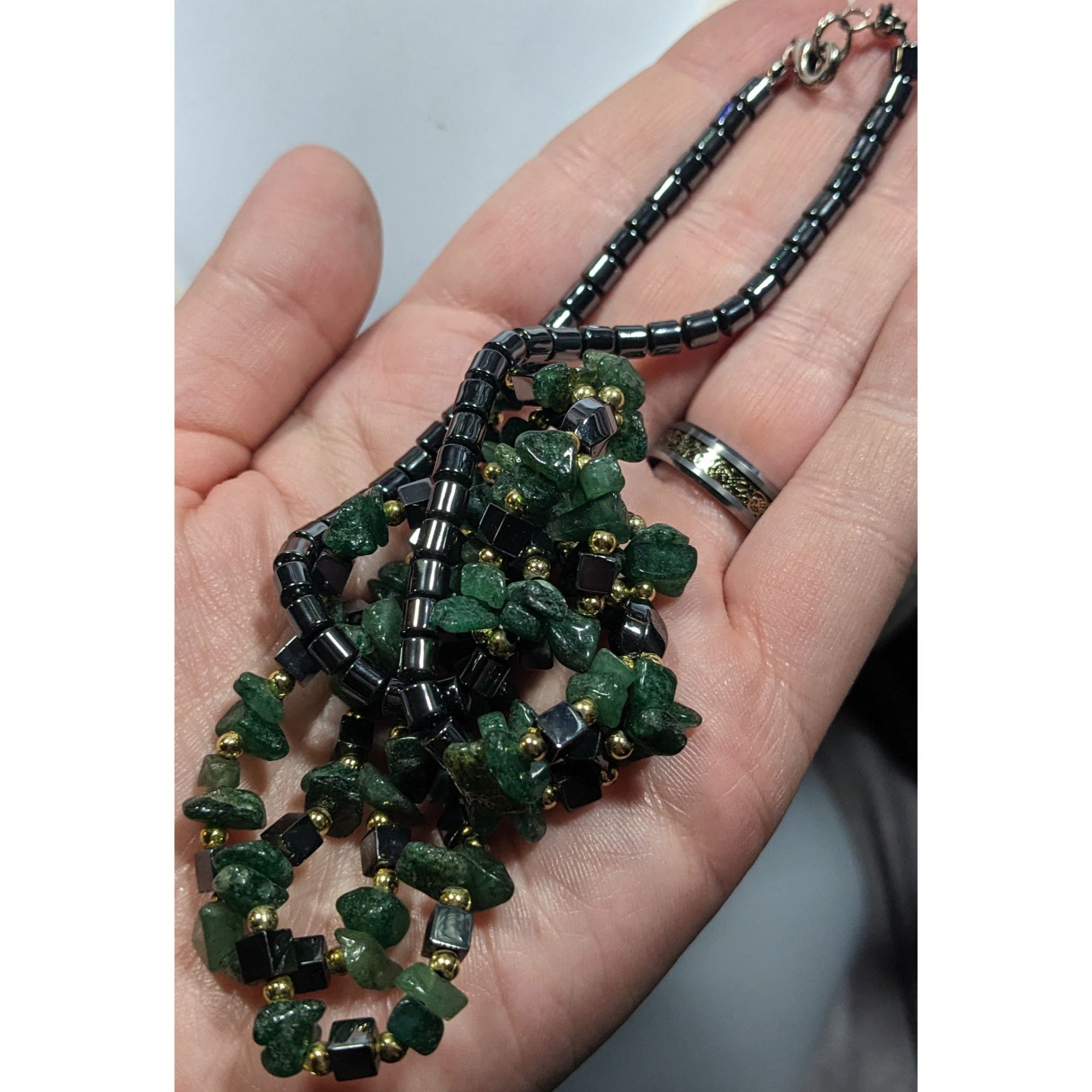 Other Hematite Green Agate Layered Beaded Stone Necklace Size ONE SIZE - 5 Thumbnail