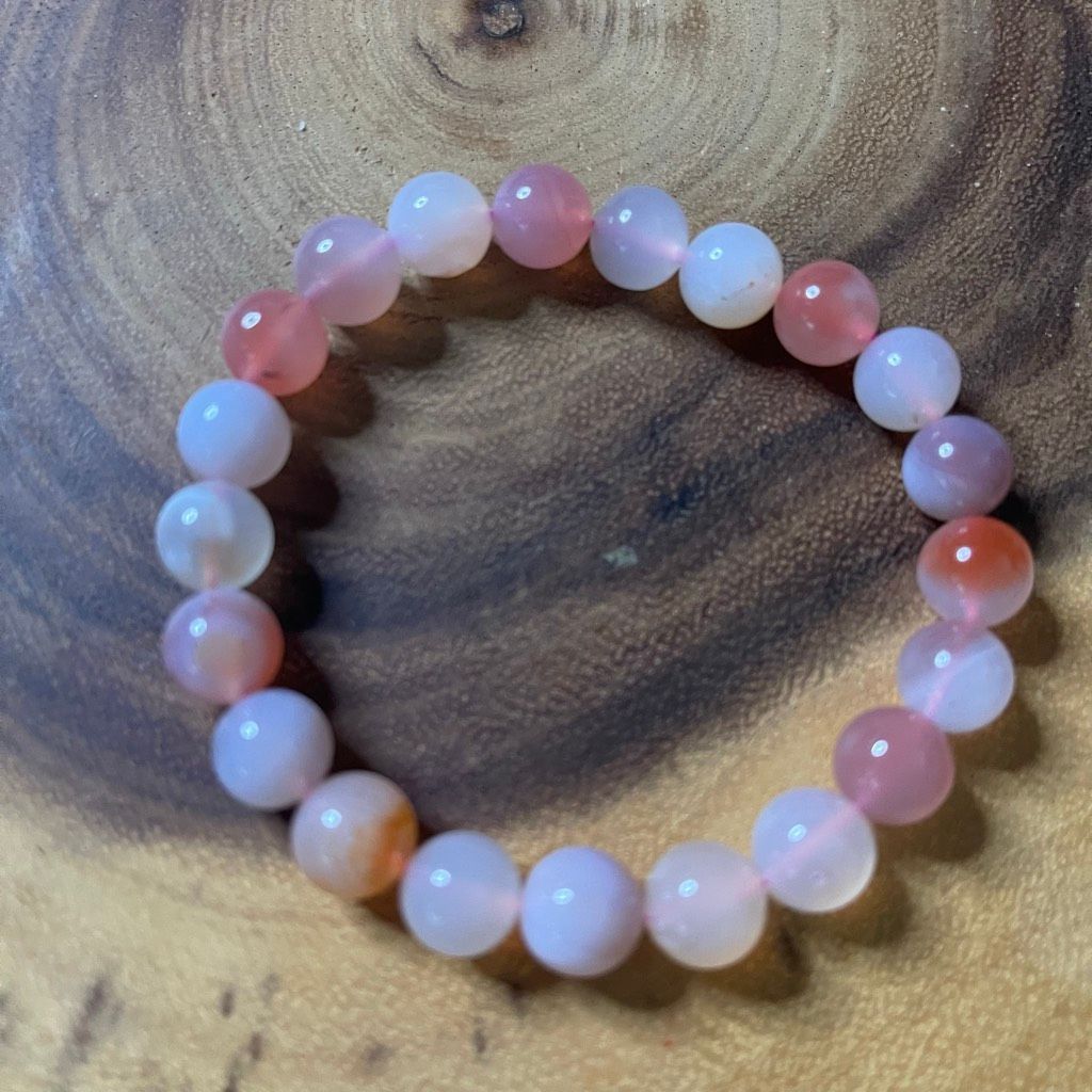 Other Yuan yuan Agate bracelet striped layers light rainbow colors stretch 10mm 7.5” natural crystal Size ONE SIZE - 8 Thumbnail