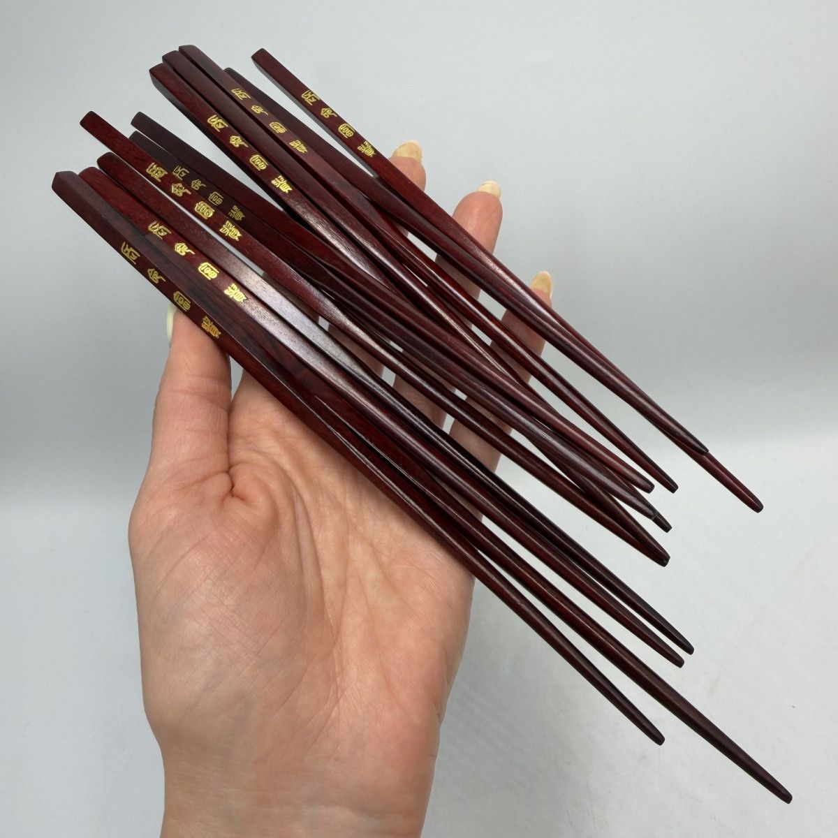 Vintage Vintage Chinese Wooden Chopsticks Set Carved Feng Shui Size ONE SIZE - 4 Thumbnail