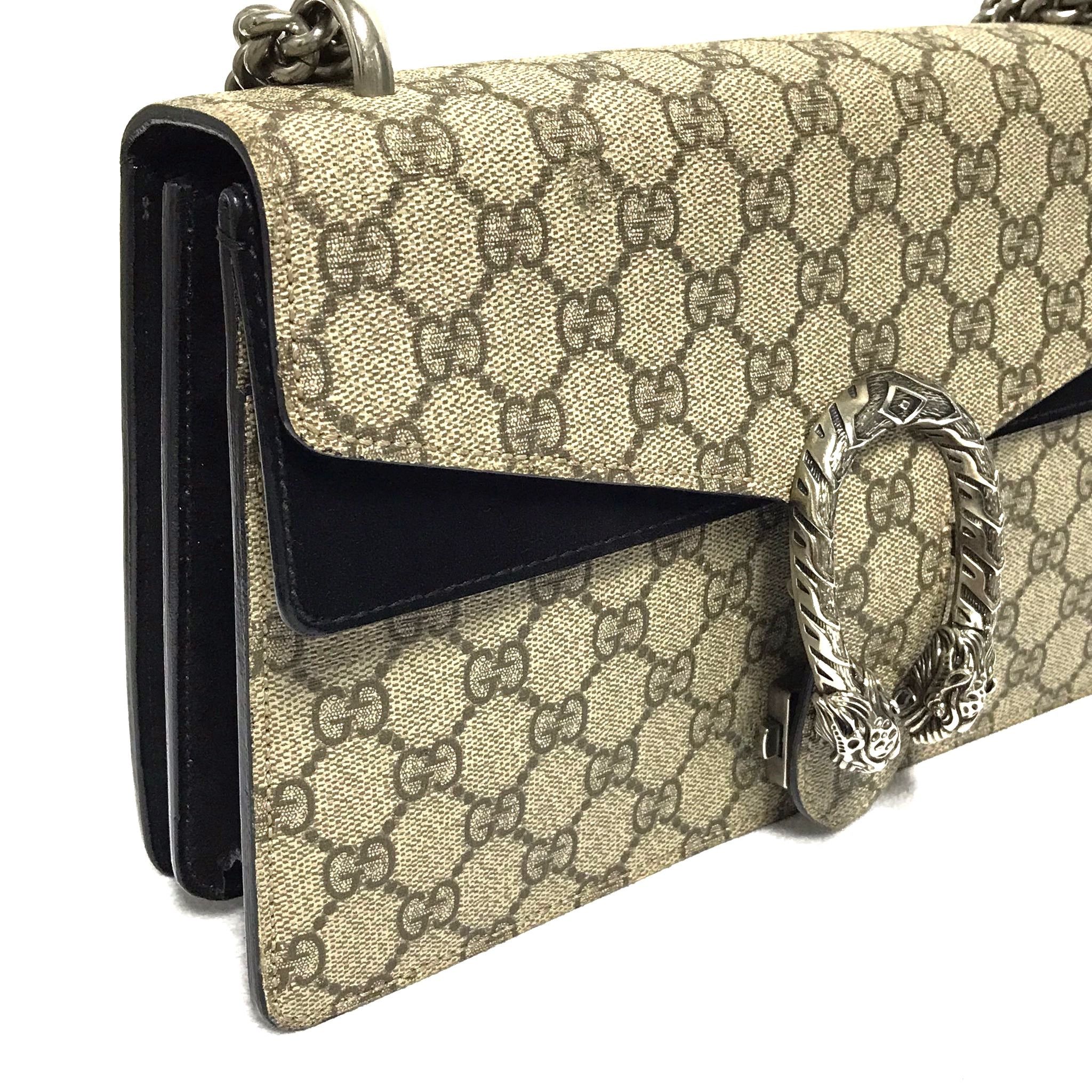 Gucci Gucci Dionysus GG Supreme Black Suede Medium Size ONE SIZE - 2 Thumbnail