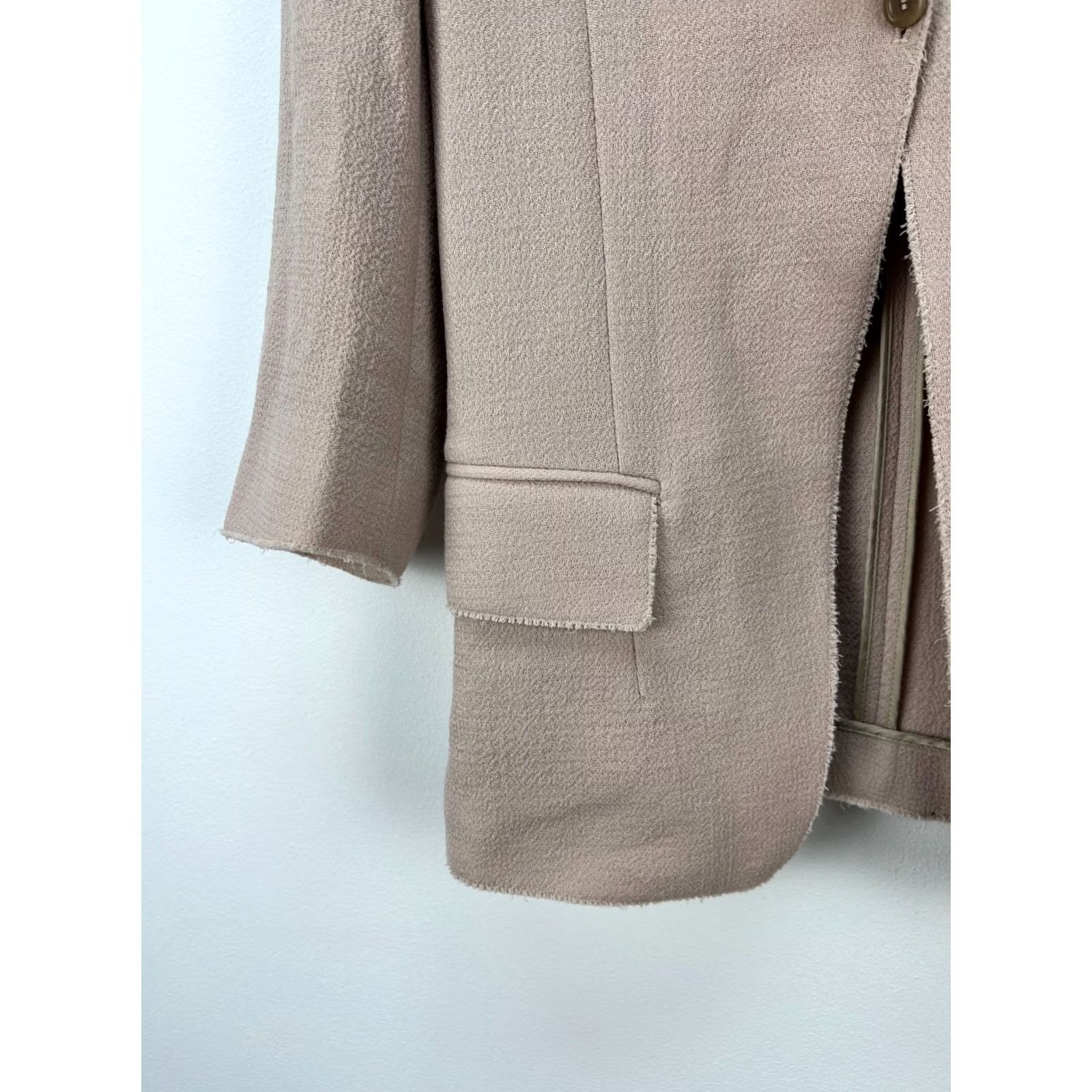 Agnona Agnona Blazer Jacket Wool Beige Women's Size 40 Regular Long Sleeve One-Button Black? Size S / US 4 / IT 40 - 4 Thumbnail