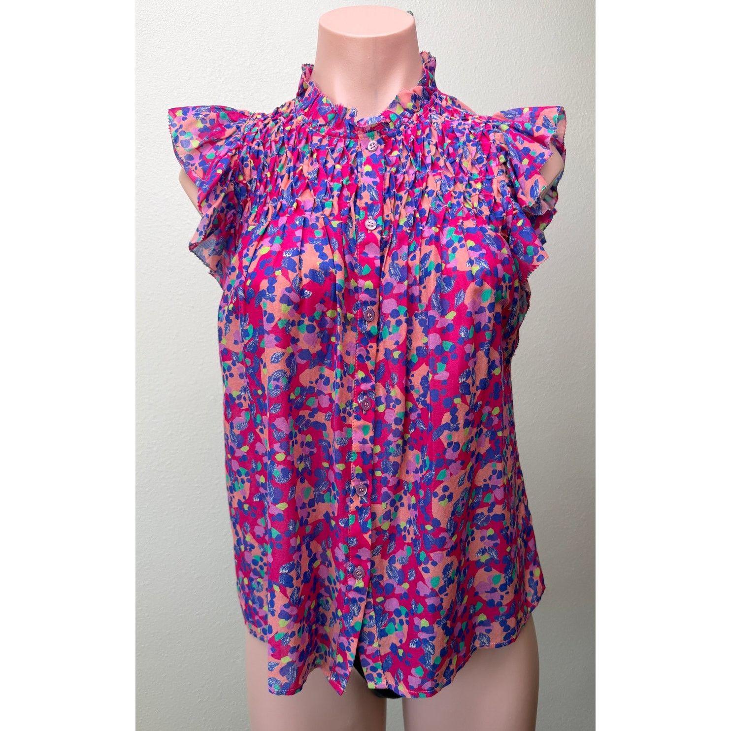 Other Caballero Evelyn Multi Dot Ruffle Top Women XS Pink Size XS / US 0-2 / IT 36-38 - 1 Thumbnail