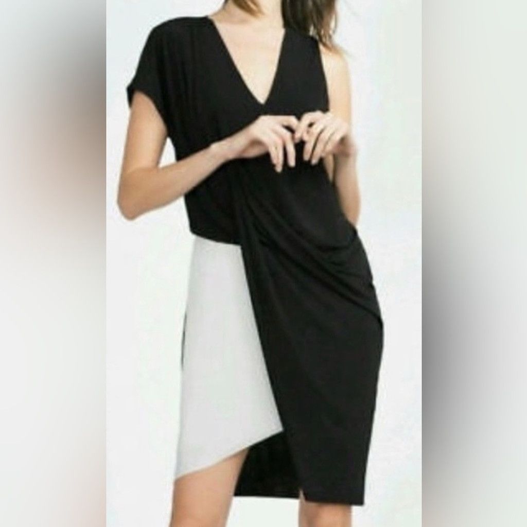 Zara Zara W&B Collection Asymmetrical Draped Dress | EUC | Sz S Size S / US 4 / IT 40 - 1 Thumbnail