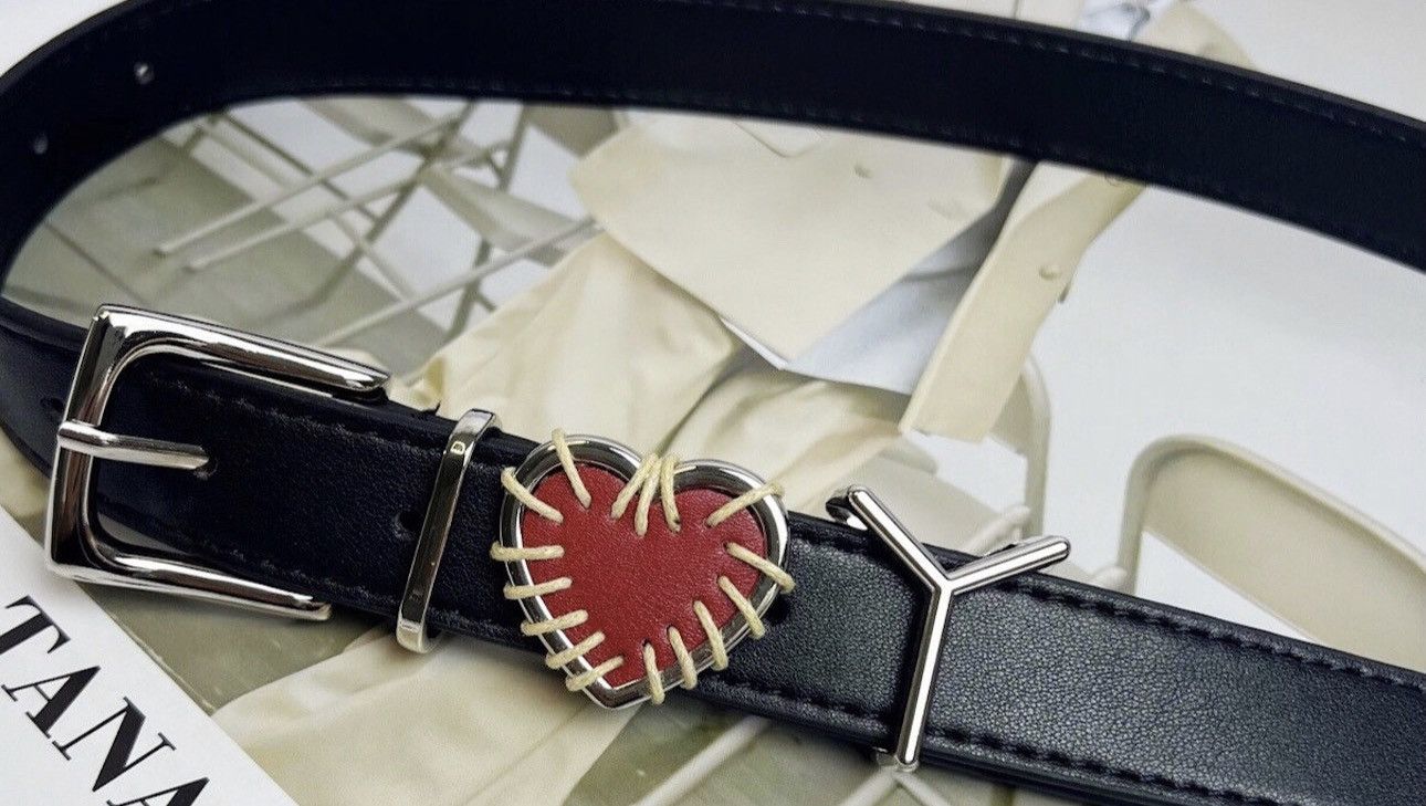 Vintage Retro black I LOVE YOU heart pu leather belt Size ONE SIZE - 7 Thumbnail