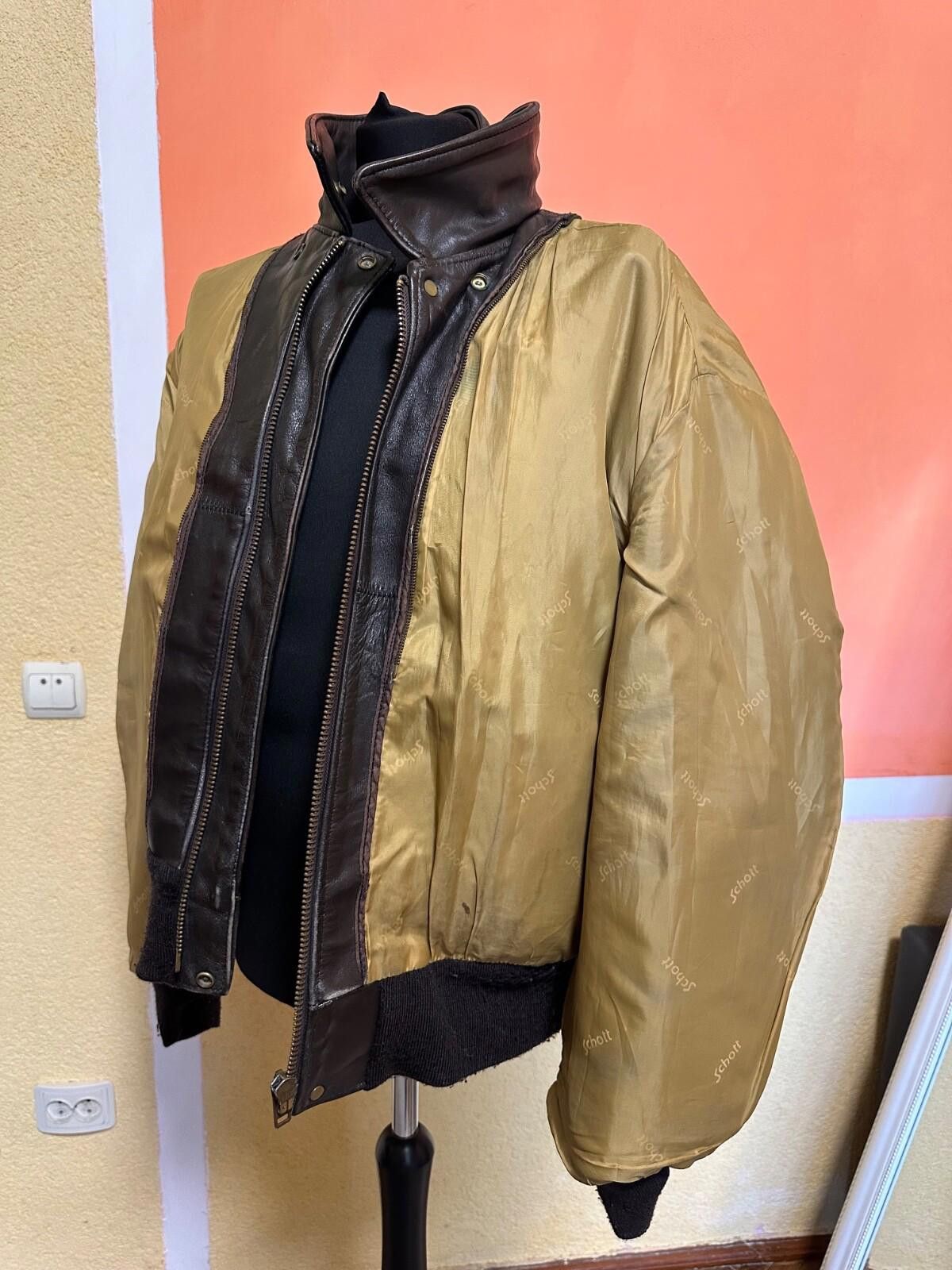 Schott SCHOTT 184-SM Black Leather Flight Jacket Vintage 80's 54US Size US XL / EU 56 / 4 - 10 Thumbnail