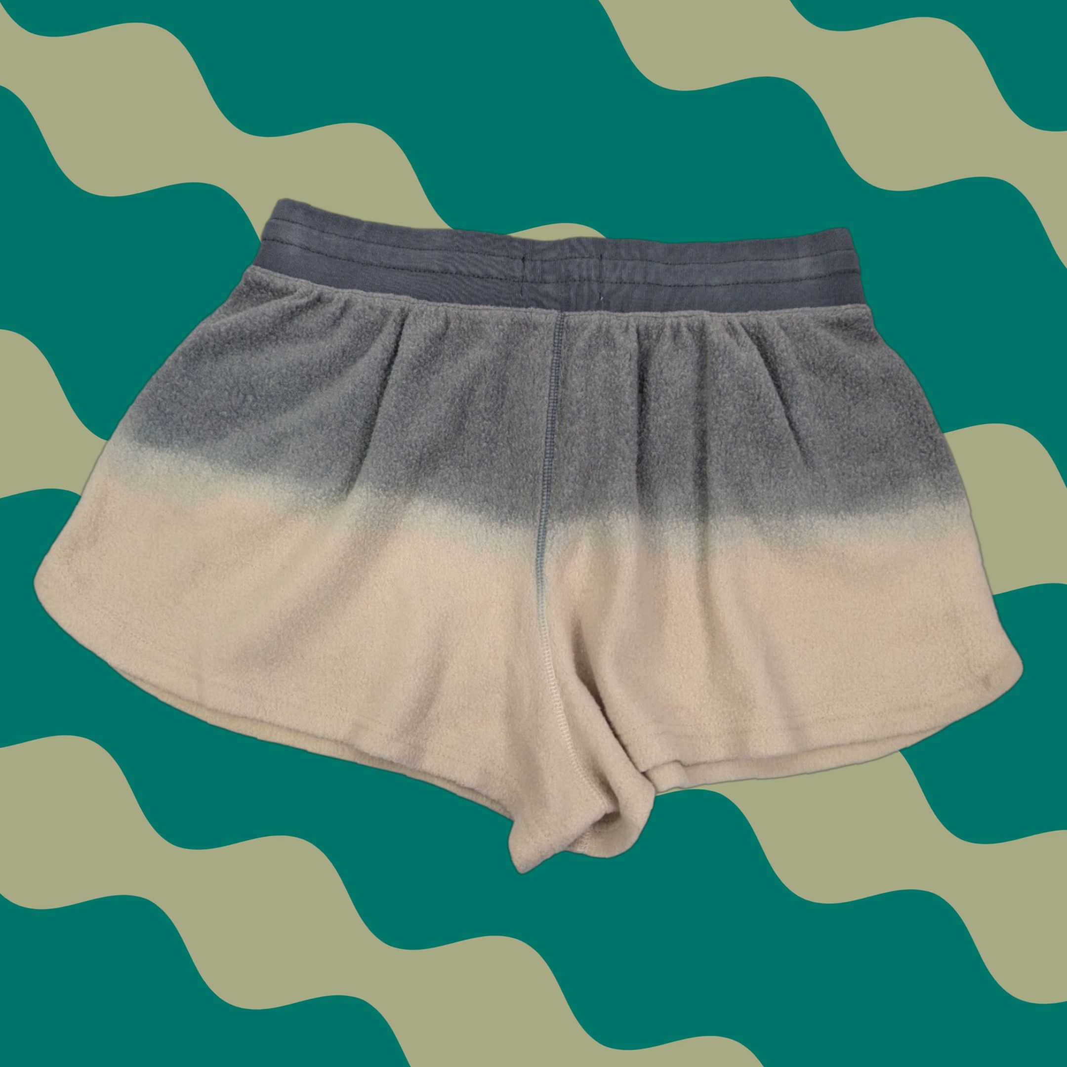 Vintage FEAT HELEN OWEN Shorts Women Sz 1 Ombre Beige Blanket Fleece Elastic Waist Pull On Size 25" / US 0 / IT 36 - 1 Thumbnail