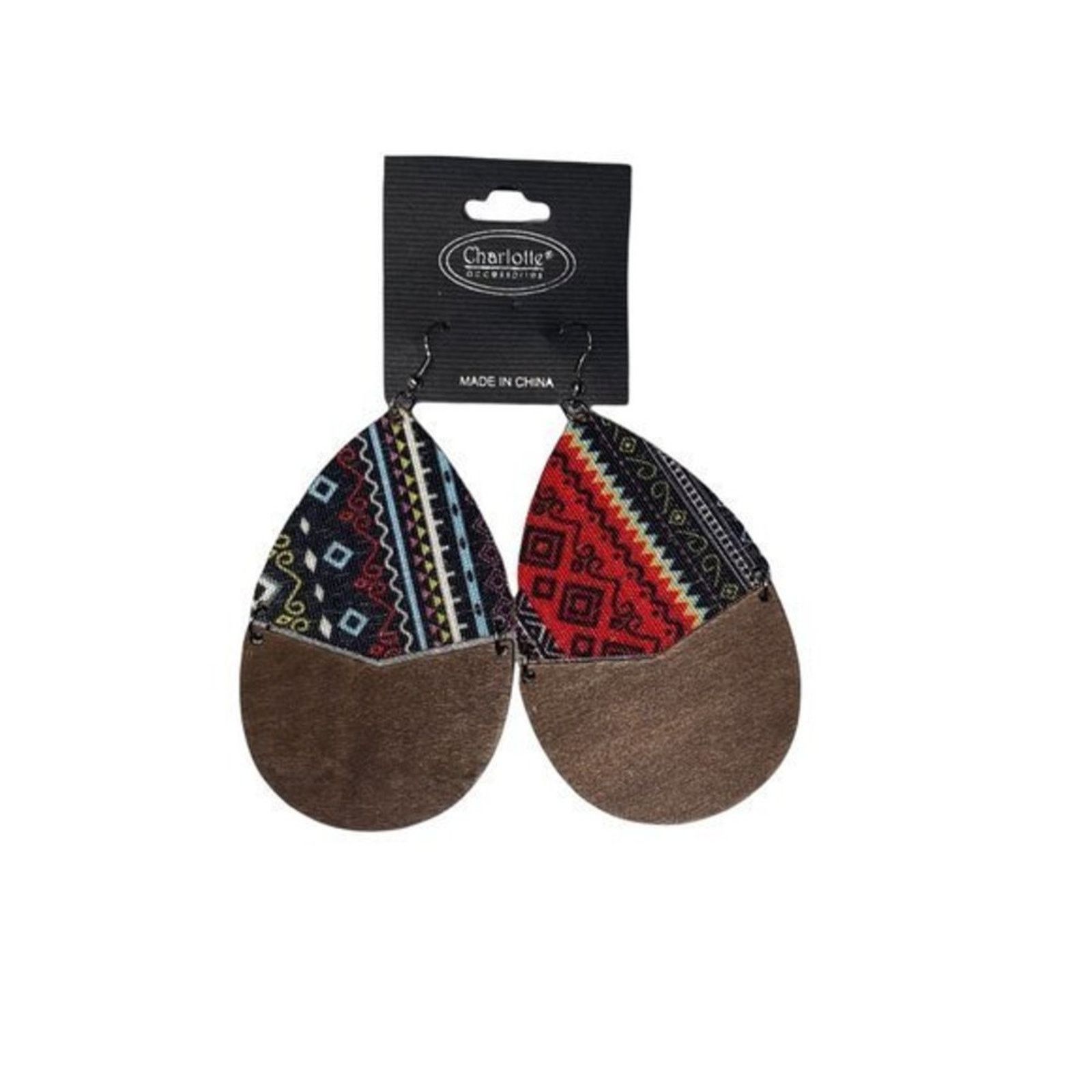 Other NWT Wooden Fabric Covered Boho Aztec Dangle Earrings Black Size ONE SIZE - 1 Thumbnail