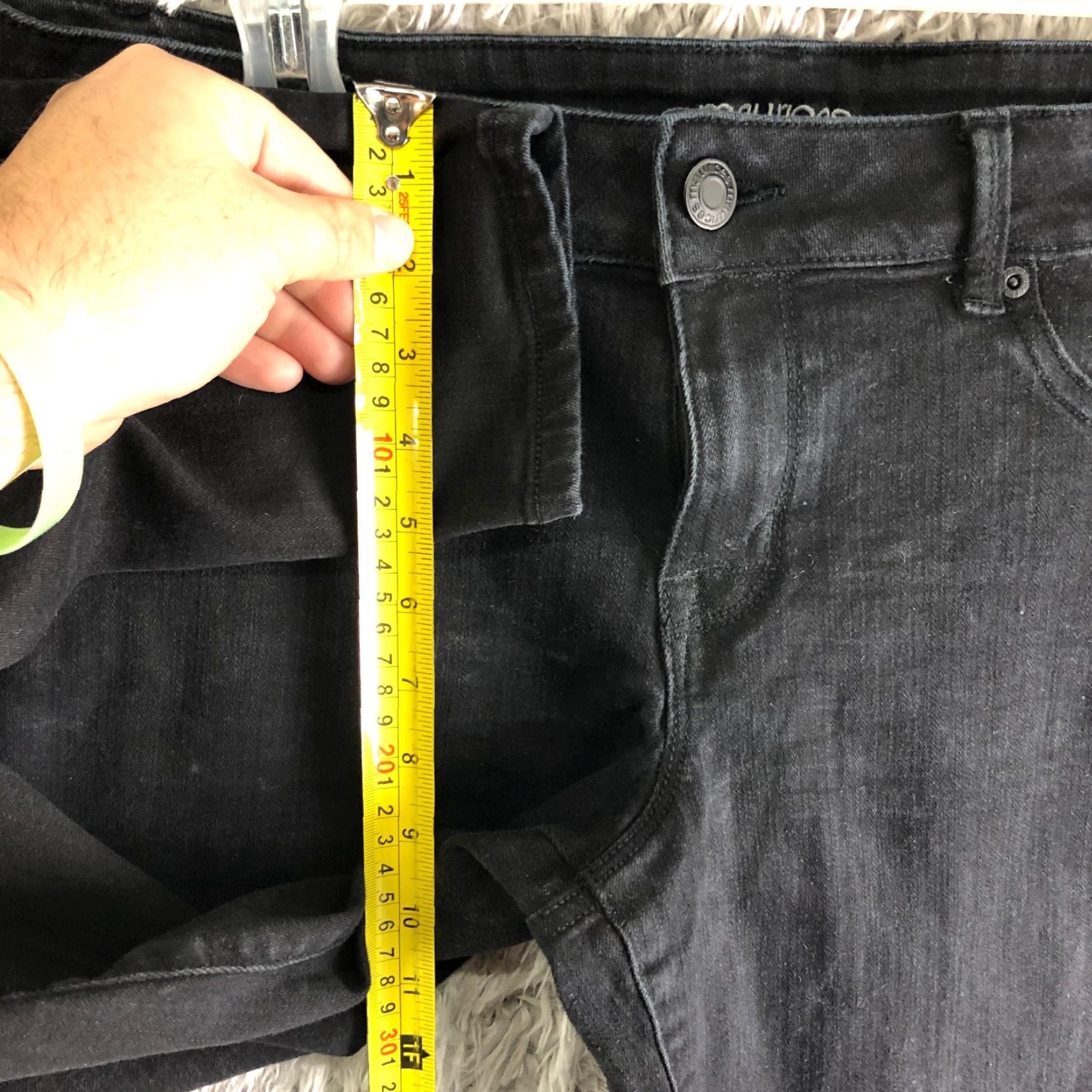 Vintage Maurices Womens Size L Long Mid Rise Skinny Dark Wash Black Denim Jeans Size 36" / US 14 / IT 50 - 4 Thumbnail