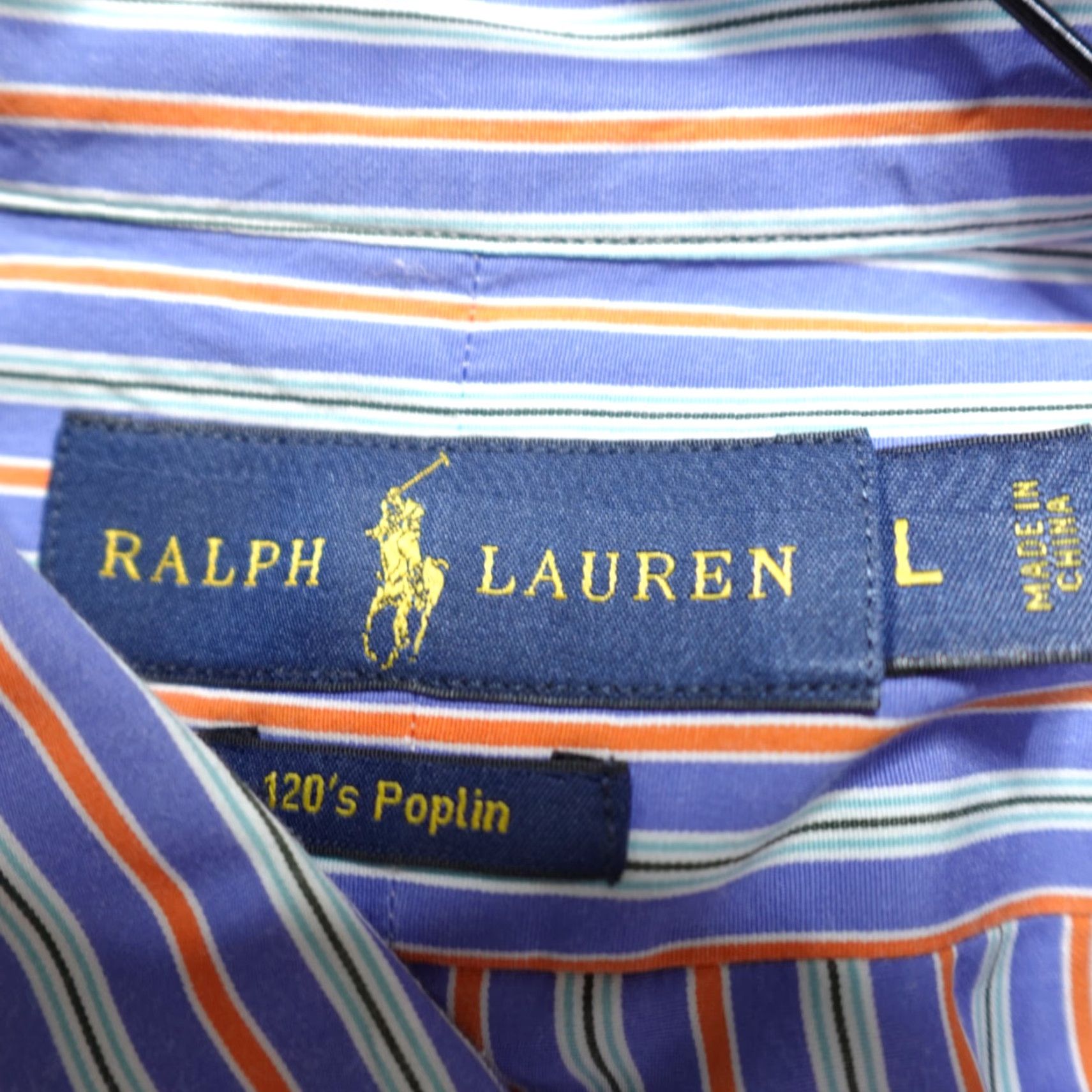 Polo Ralph Lauren Polo Ralph Lauren Shirt Large Blue Striped Button-Down 120'S Poplin Mens L Size US L / EU 52-54 / 3 - 3 Thumbnail