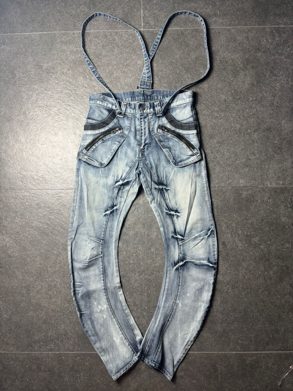 PPFM 2000s PPFM Suspender J-Cut Washed Jeans Size US 30 / EU 46 - 2 Thumbnail