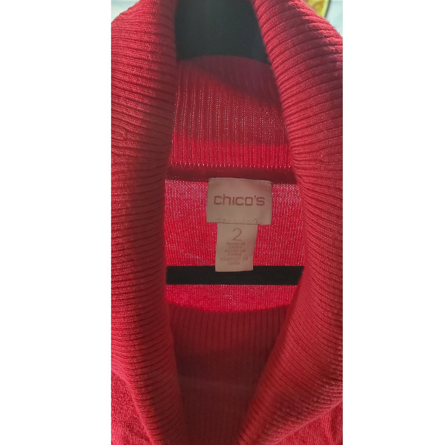 Other Chico’s Red Ribbed Knit Sweater Top Women’s Size 2 Size M / US 6-8 / IT 42-44 - 2 Thumbnail