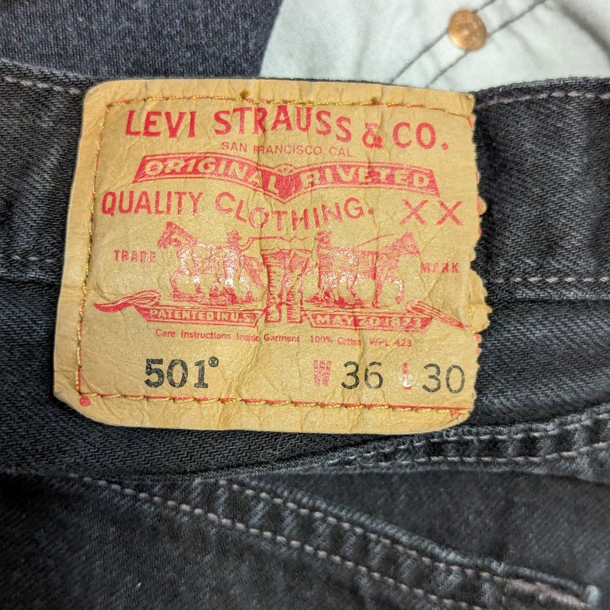 Levi's × Levi's Vintage Clothing × Vintage Vintage Levis 501 Jeans Y2K Mens 36 x 30 Black Charcoal Wash Size 36" / US 14 / IT 50 - 4 Thumbnail