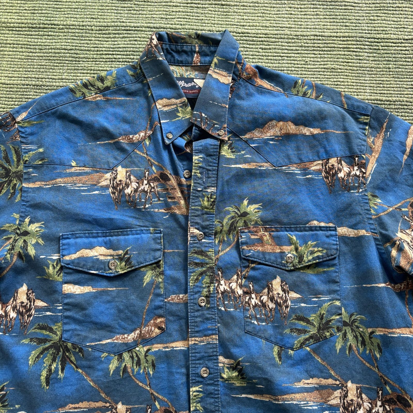 Vintage × Wrangler Vintage Wrangler Blue Beach Style Cotton Button Up Size US L / EU 52-54 / 3 - 2 Thumbnail