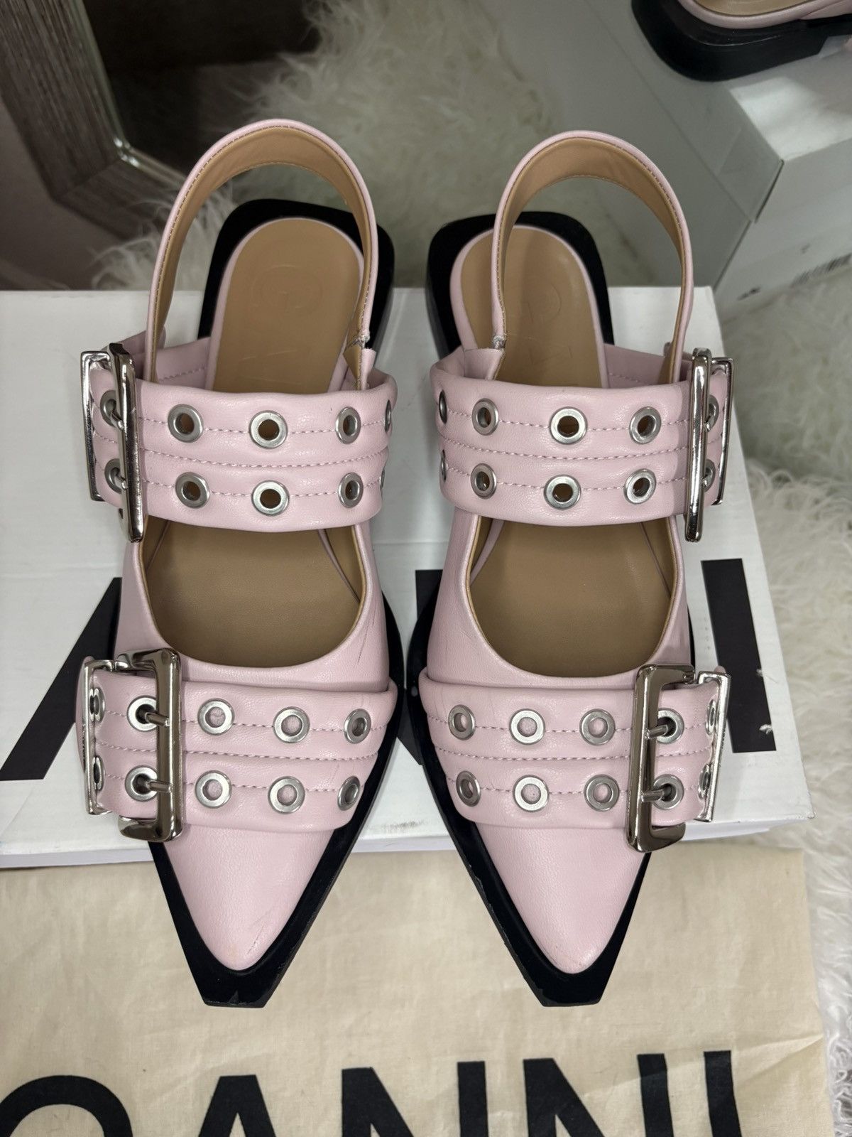 Ganni Ganni buckle flat in chalk pink EU 36 Size US 6 / IT 36 - 4 Thumbnail