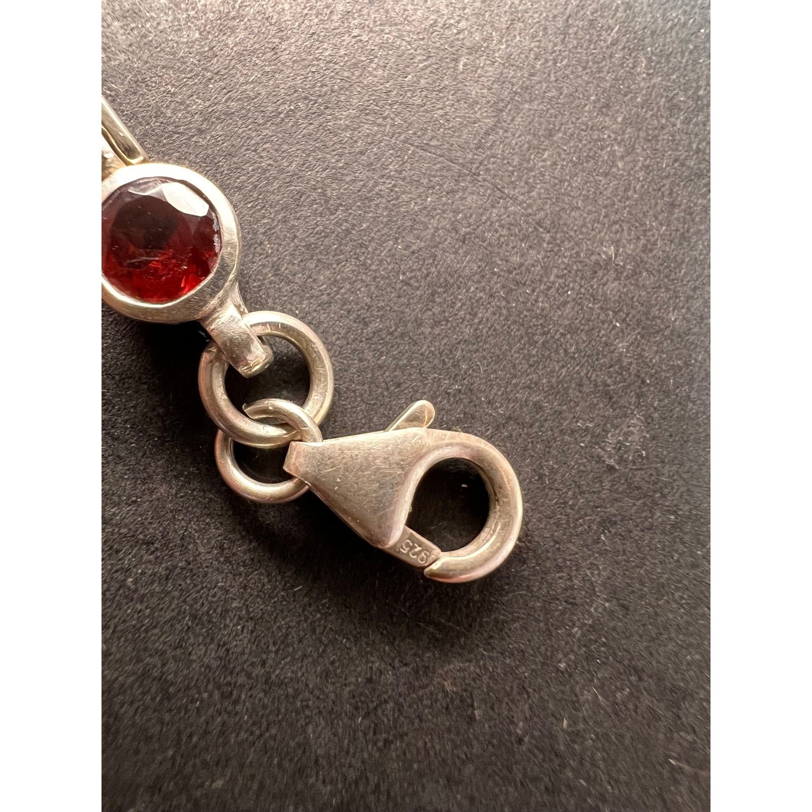 Other NEW sterling silver garnet station link bar bracelet Size ONE SIZE - 6 Thumbnail