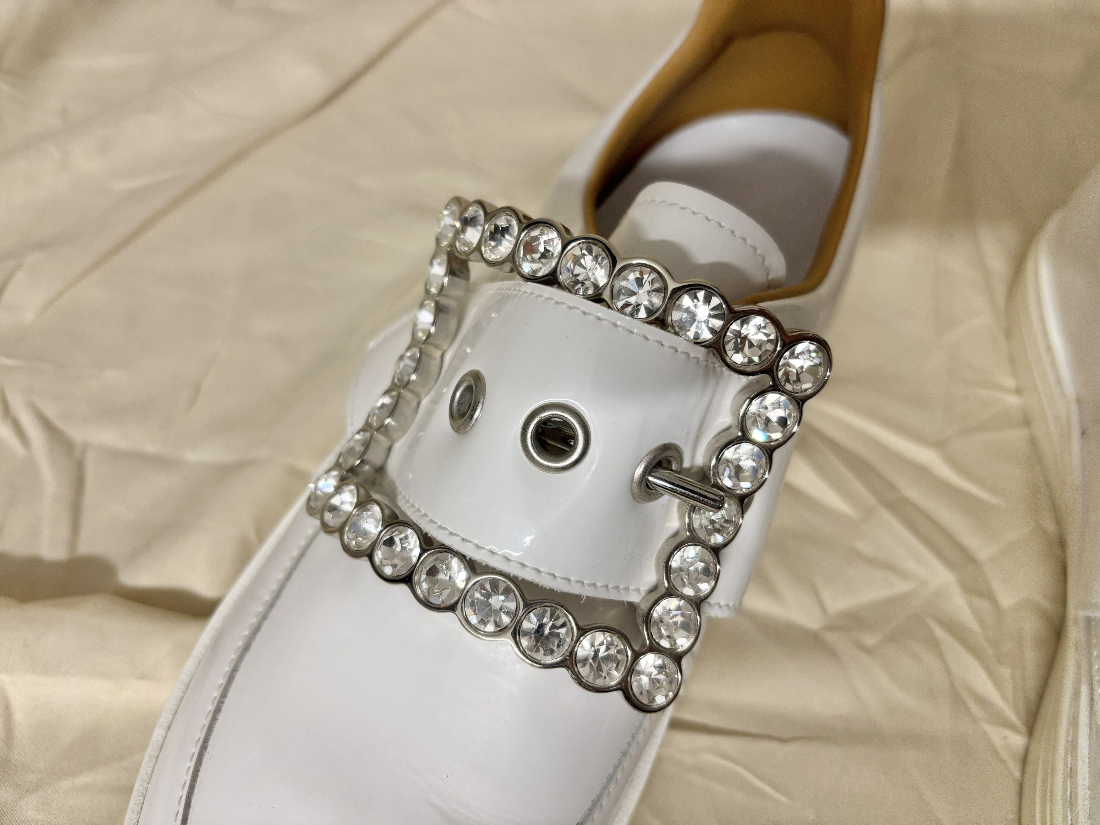 Maison Margiela Margiela white patent sneakers with crystal buckle Size US 10 / IT 40 - 8 Thumbnail