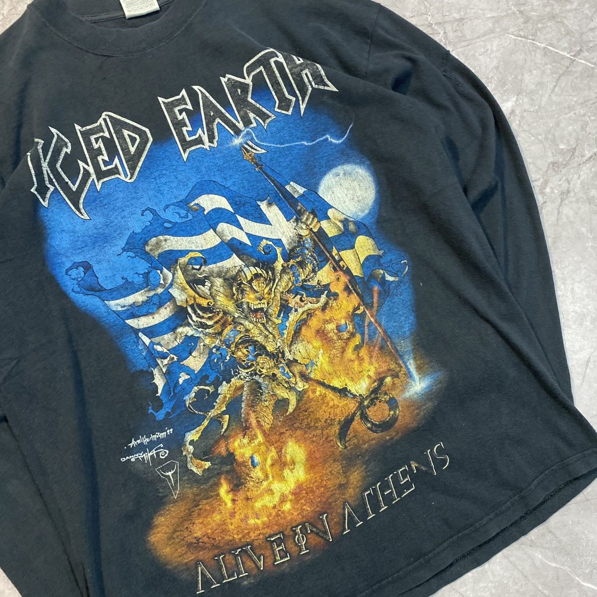Band Tees × Vintage VINTAGE ICED EARTH LONG SLEEVE BIG LOGO 90s Size US L / EU 52-54 / 3 - 4 Thumbnail