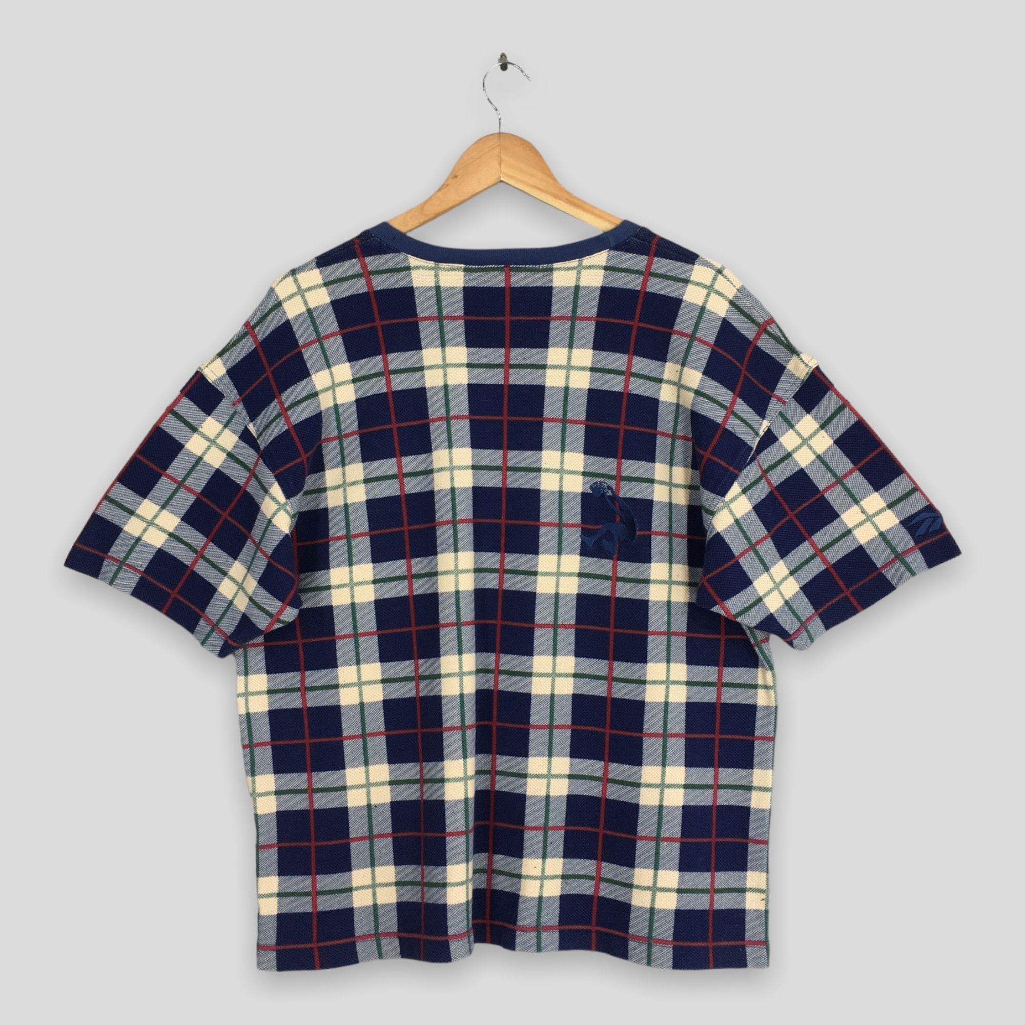 Reebok × Vintage Vintage 90's Reebok Plaid Checkered Blue T shirt Large Size US L / EU 52-54 / 3 - 8 Thumbnail