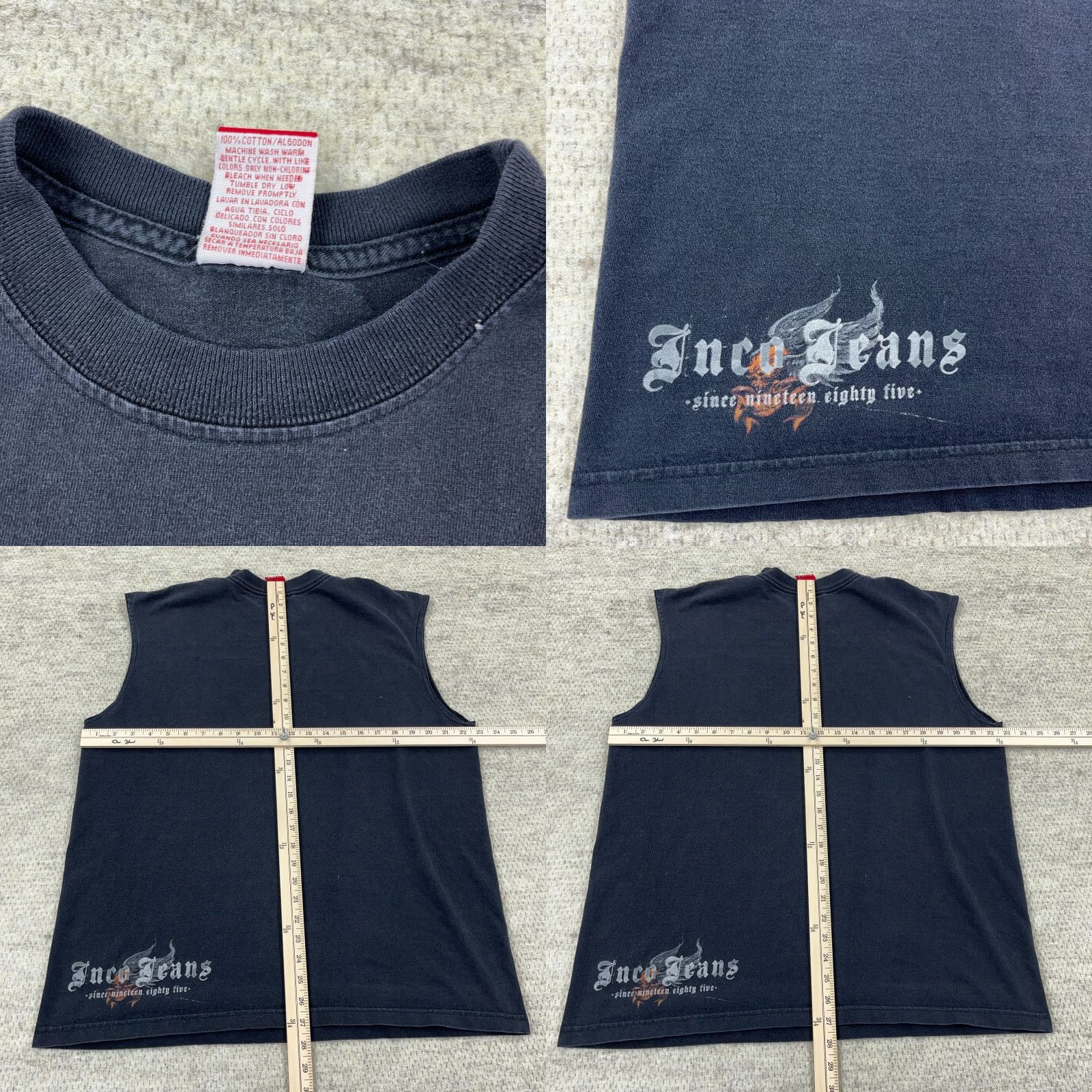 JNCO VINTAGE JNCO Shirt Men XL Black Tank Top Tee Skull Wings Skate Faded 80s Retro Graphic Print T-Shirt Size US XL / EU 56 / 4 - 8 Thumbnail