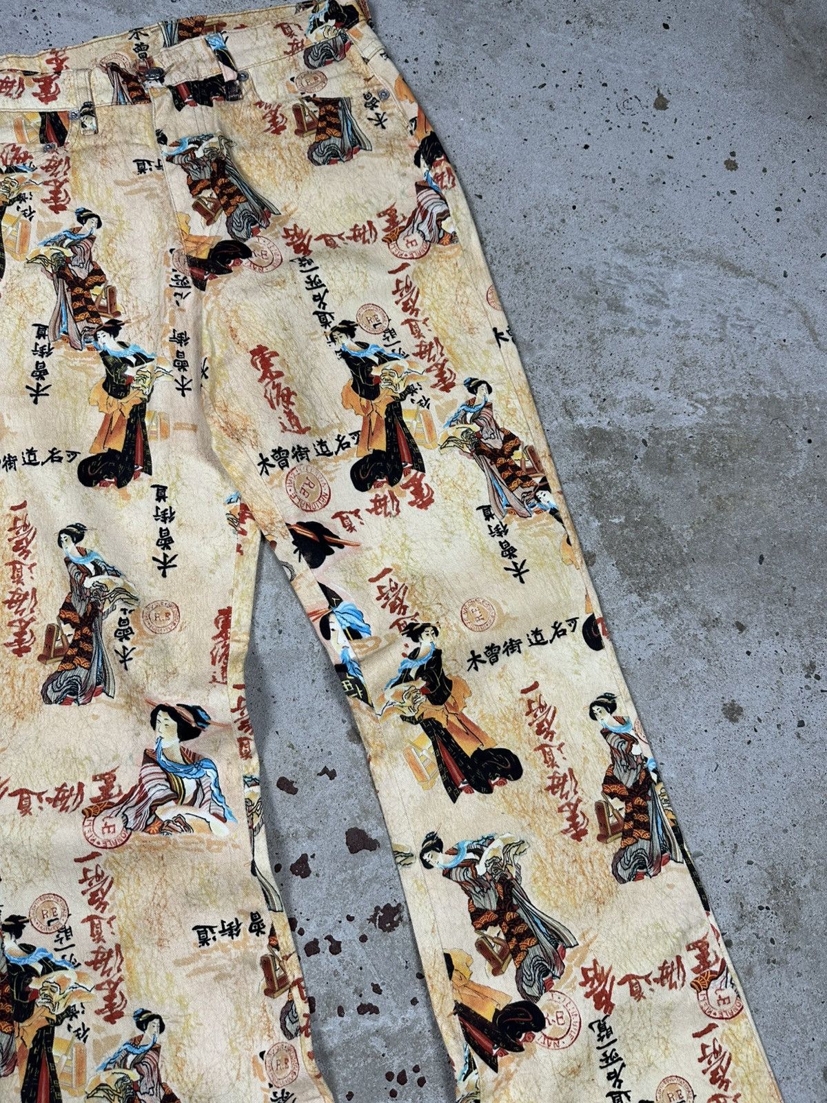 Japanese Brand Vintage 90s Japanese Print Japan Flare Boot Cut Pants Size US 28 / EU 44 - 6 Thumbnail