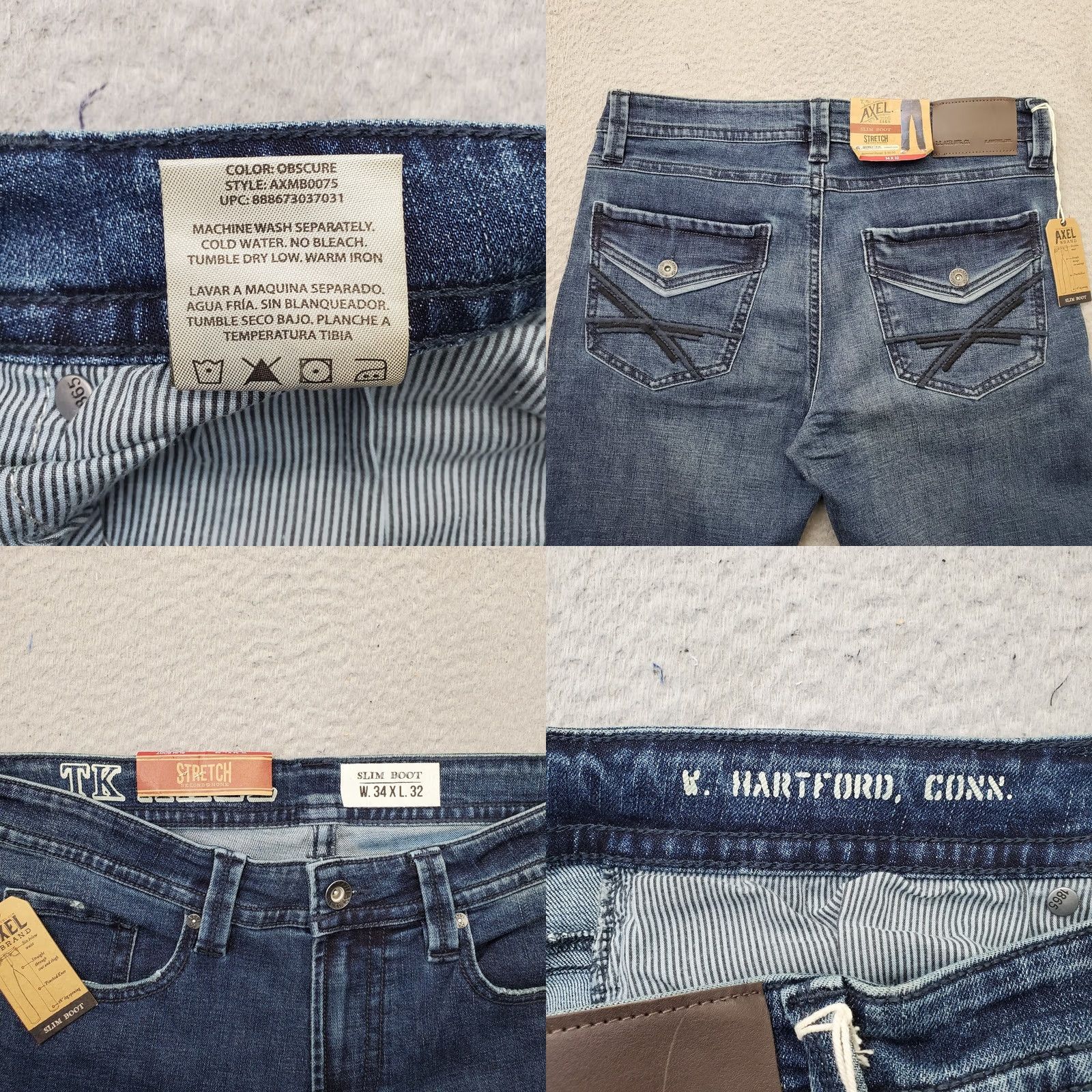 Vintage Axel Mens Jeans Main Point: Slim Boot Jeans Mens 34x32 Blue Stretch Contrast Stitch Dark Stitch Pocket Shirt? Size US 34 / EU 50 - 8 Thumbnail