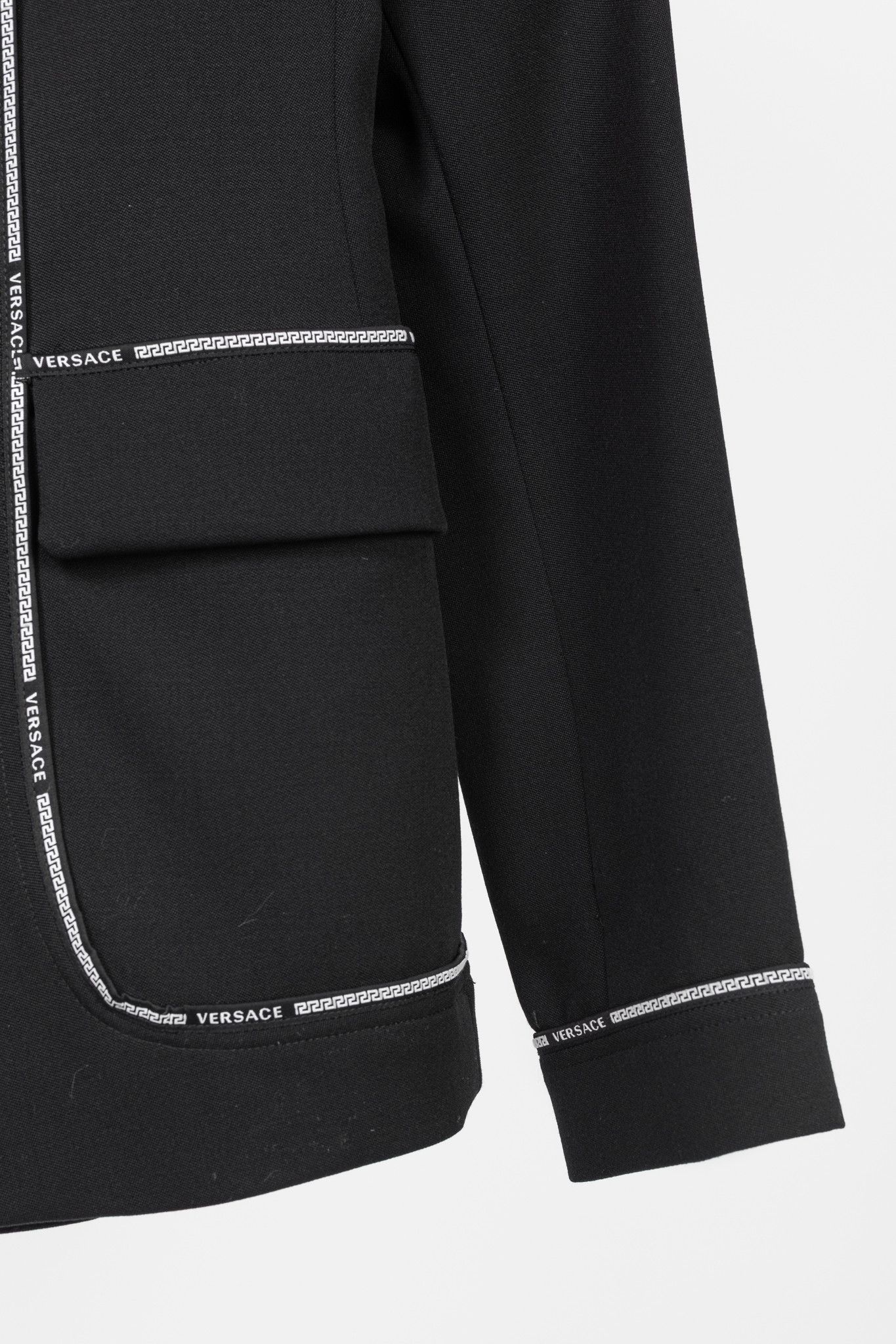 Versace Versace Black Wool Logo-Tape Blazer Size M / US 6-8 / IT 42-44 - 6 Thumbnail