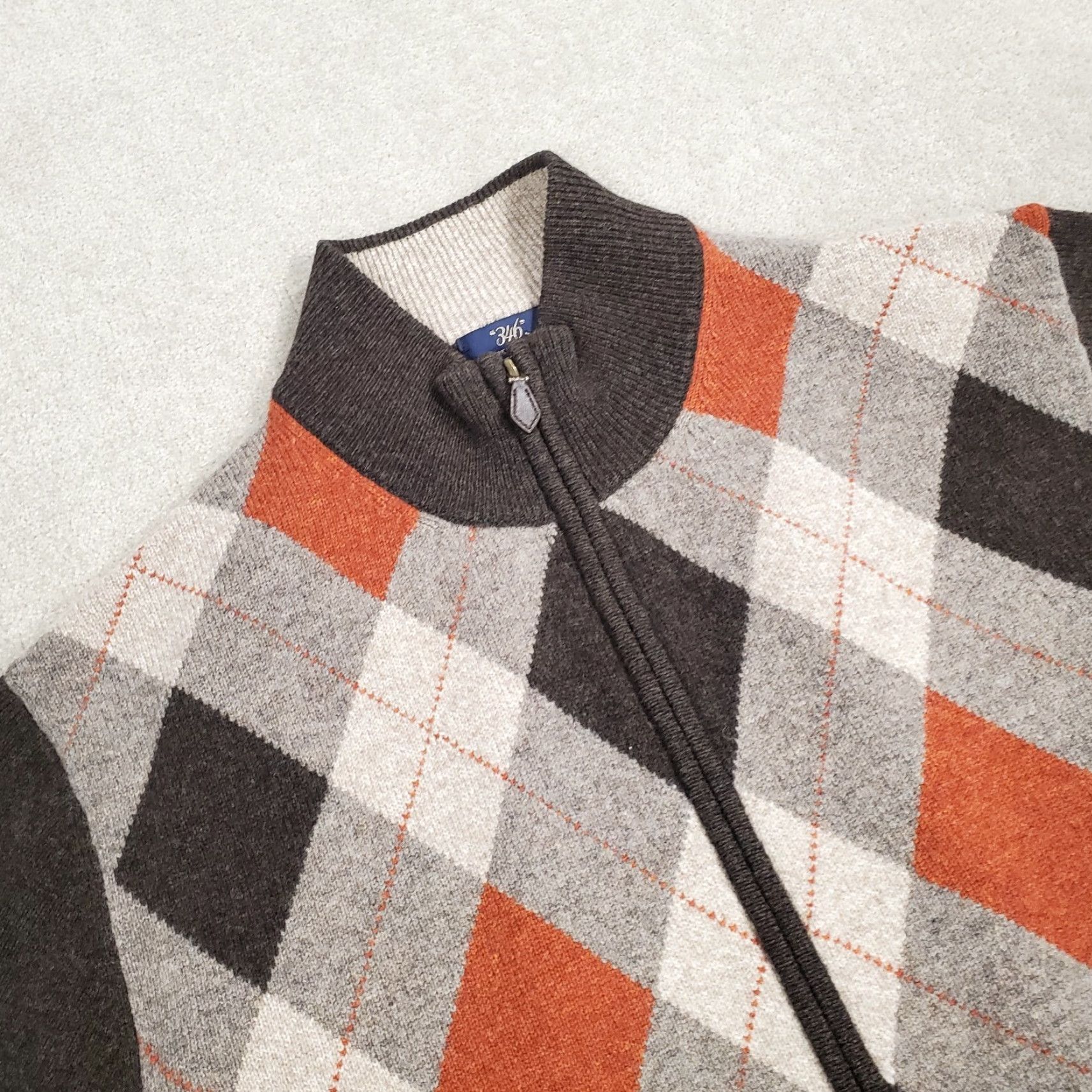 Brooks Brothers Brooks Brothers 346 Sweater Mens Extra Large Brown Beige Scottish Lambswool Knit Argyle/Diamond Mock Neck Long Sleeve Size US XL / EU 56 / 4 - 2 Thumbnail