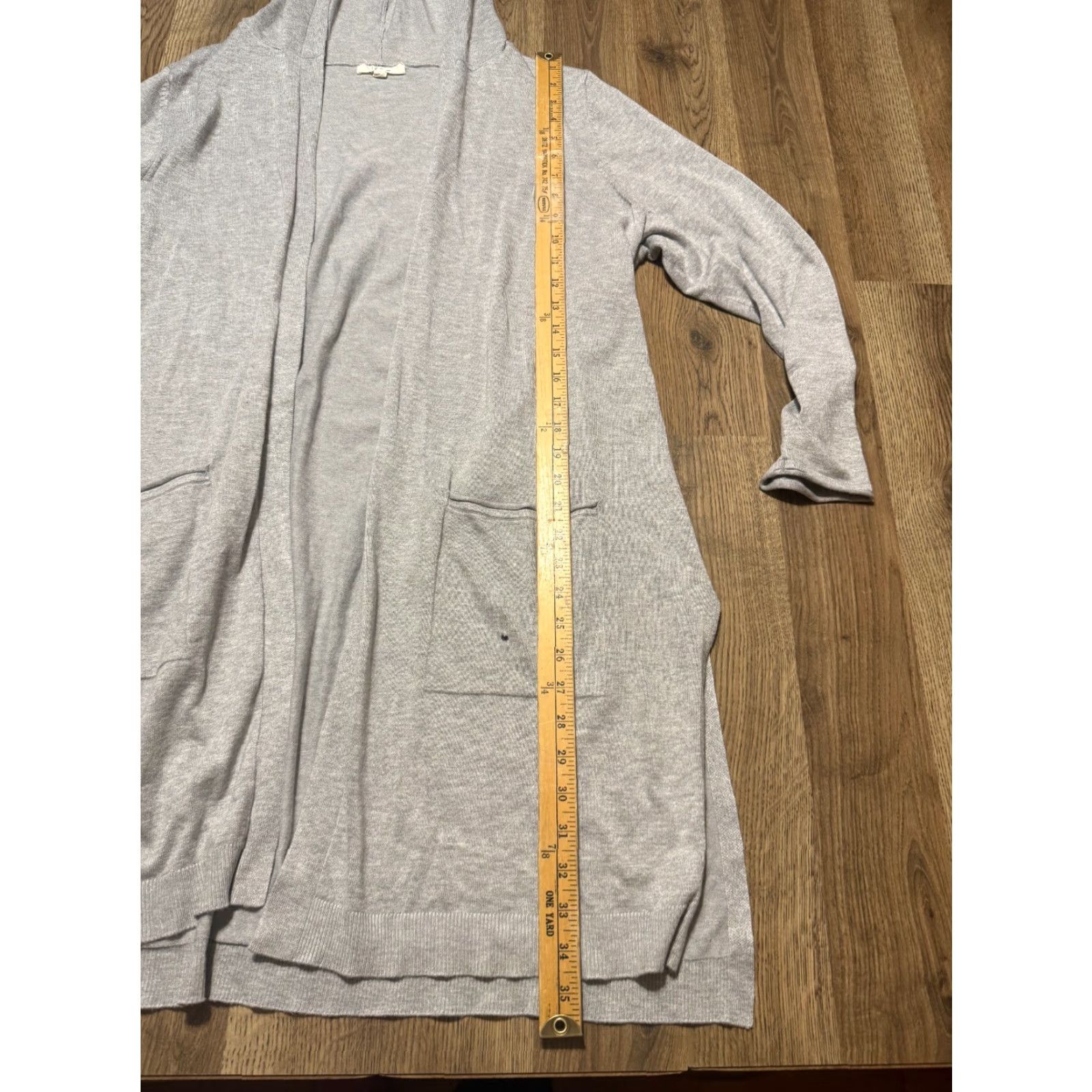 Vintage Peyton Promise Sweater Cardigan Hooded, Women's Plus 1X, Gray, Long Open Knit, Open, Regular, Casual, Fall Winter Spring Summer, 1X, Women Size XL / US 12-14 / IT 48-50 - 7 Thumbnail